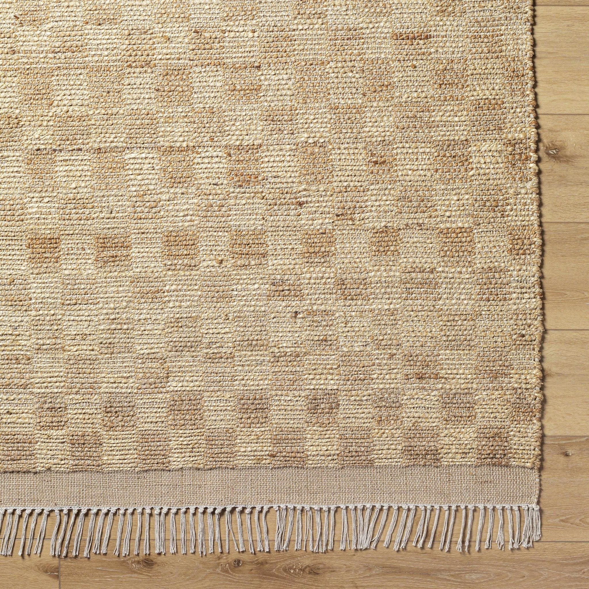 Hand Woven Modern Geometrical Ivory and Brown Checkered Jute Area Rug - Image 30
