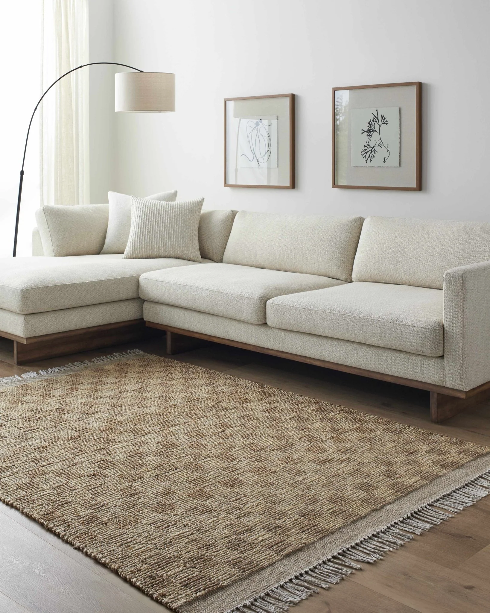 Hand Woven Modern Geometrical Ivory and Brown Checkered Jute Area Rug - Image 31