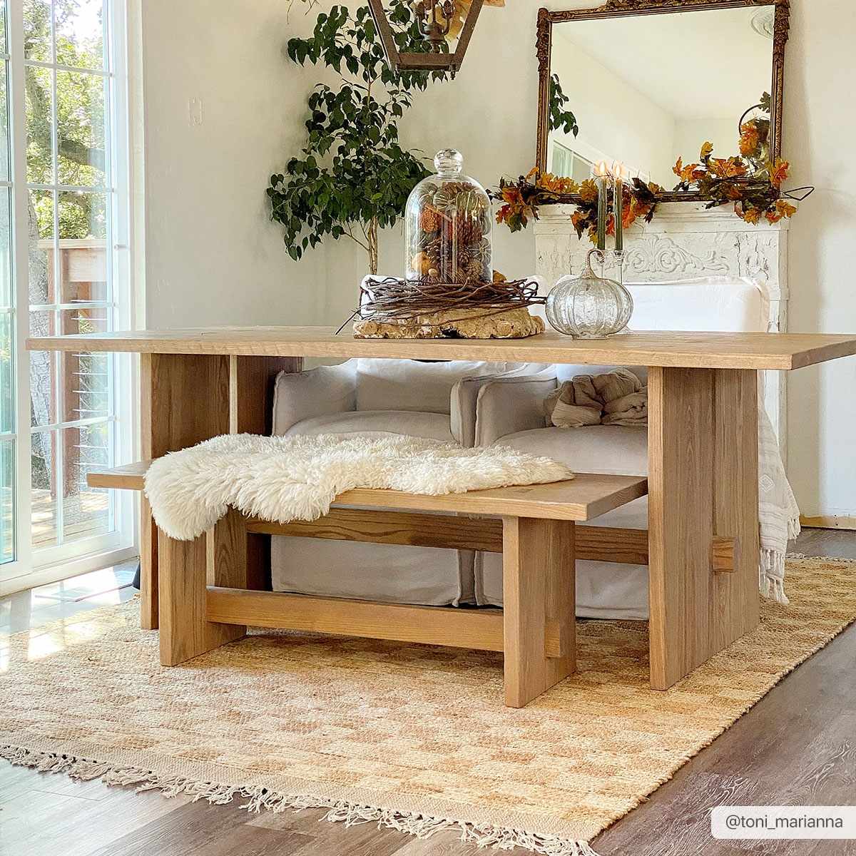 Hand Woven Modern Geometrical Ivory and Brown Checkered Jute Area Rug - Image 4