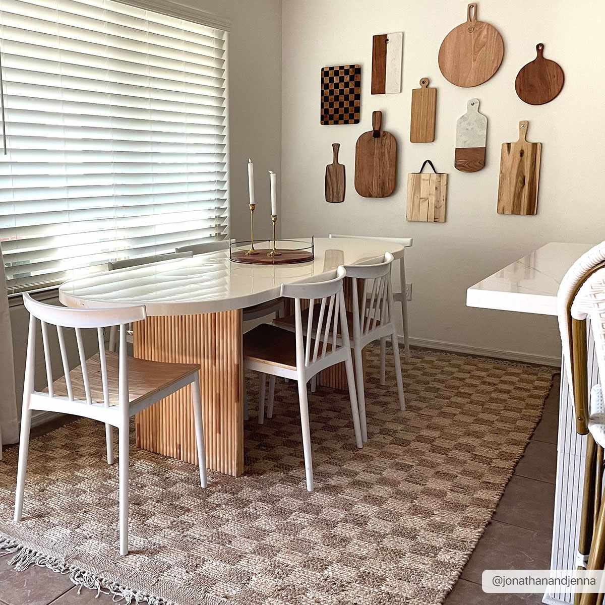 Hand Woven Modern Geometrical Ivory and Brown Checkered Jute Area Rug - Image 5