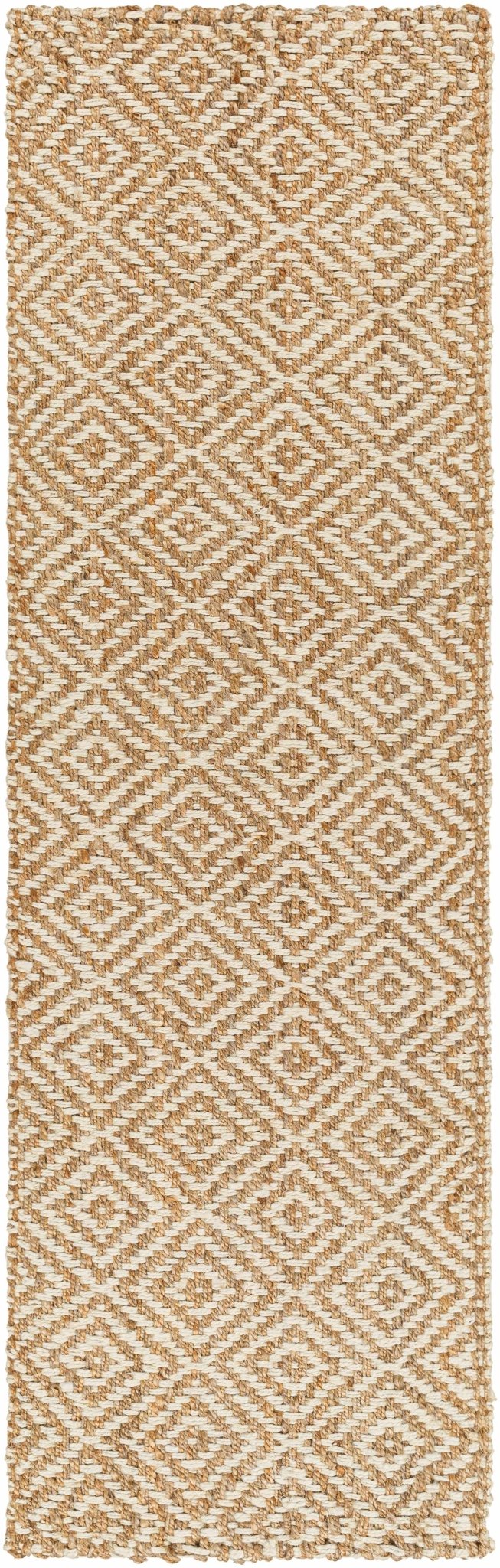 Hand Woven Modern Geometrical Ivory and Natural Brown Jute Multi size Area Rug - Image 8