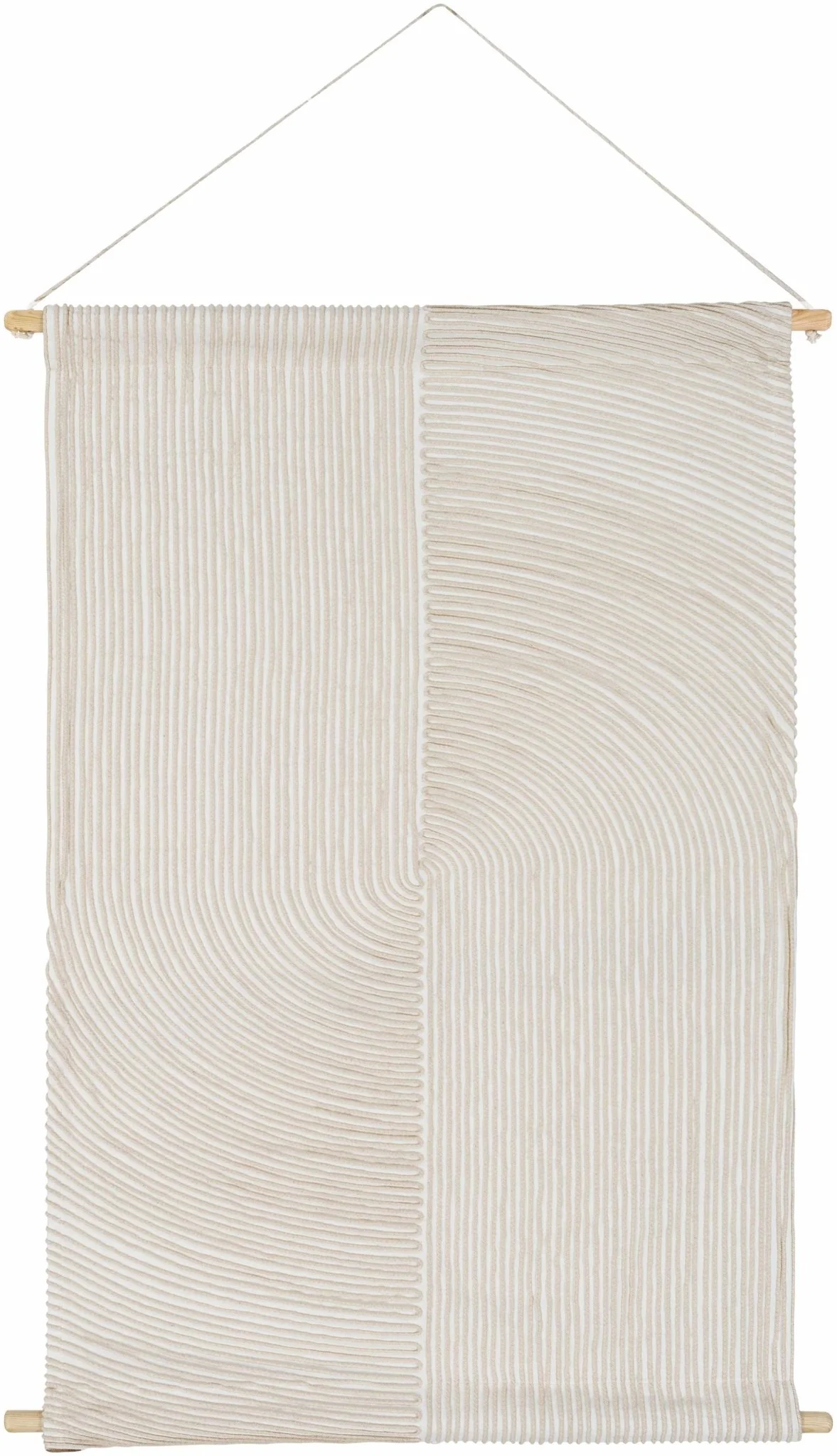 Hand Woven Modern Stripes Design Beige and Ivory Wall Hanging Perfect for Home Decor - Image 3
