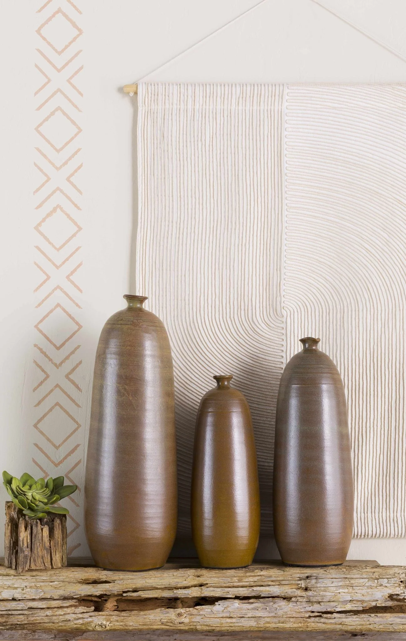 Hand Woven Modern Stripes Design Beige and Ivory Wall Hanging Perfect for Home Decor - Image 4