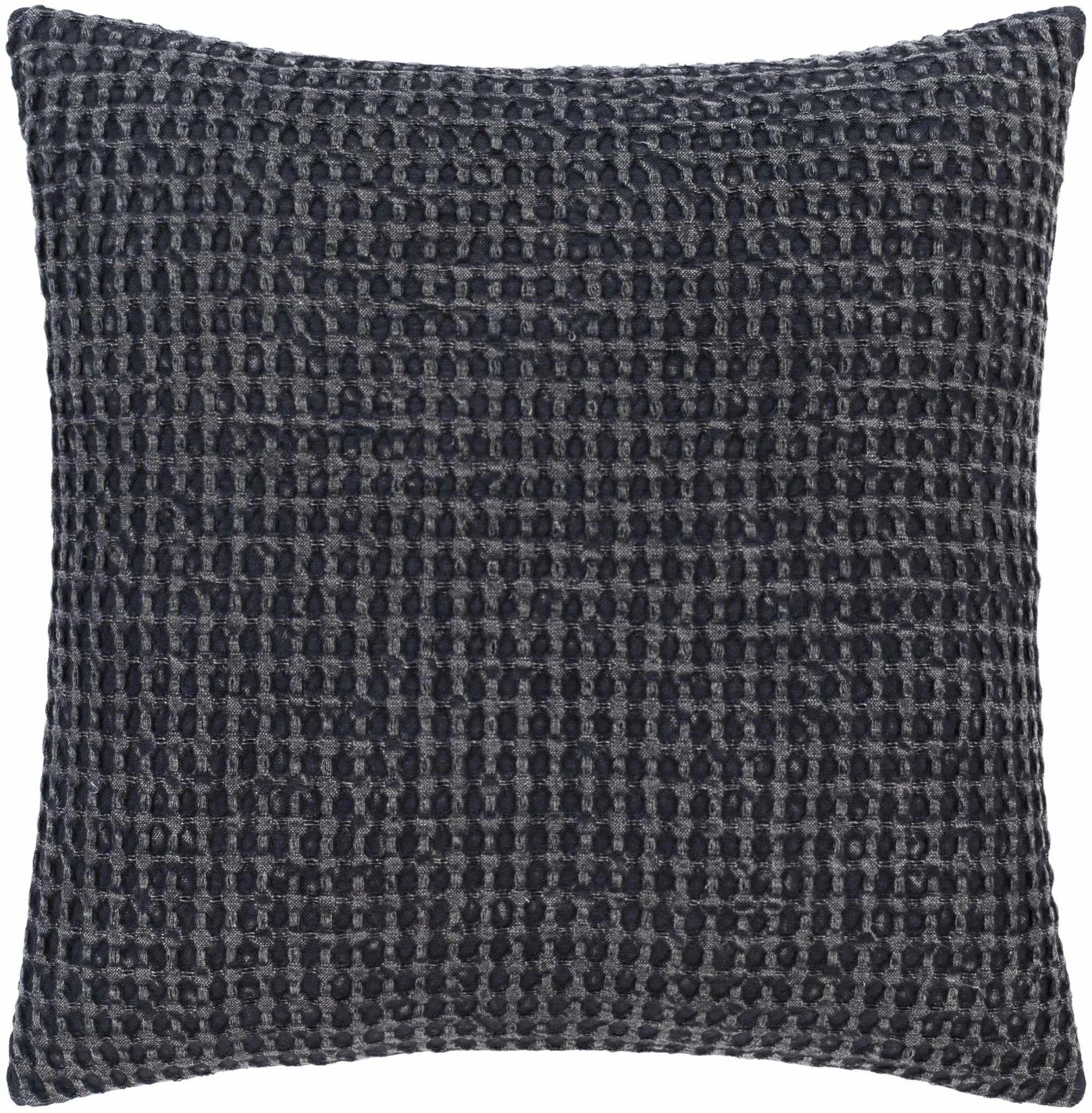 Hand Woven Modern Textured Charcoal Cotton Square Throw Pillow - Image 2