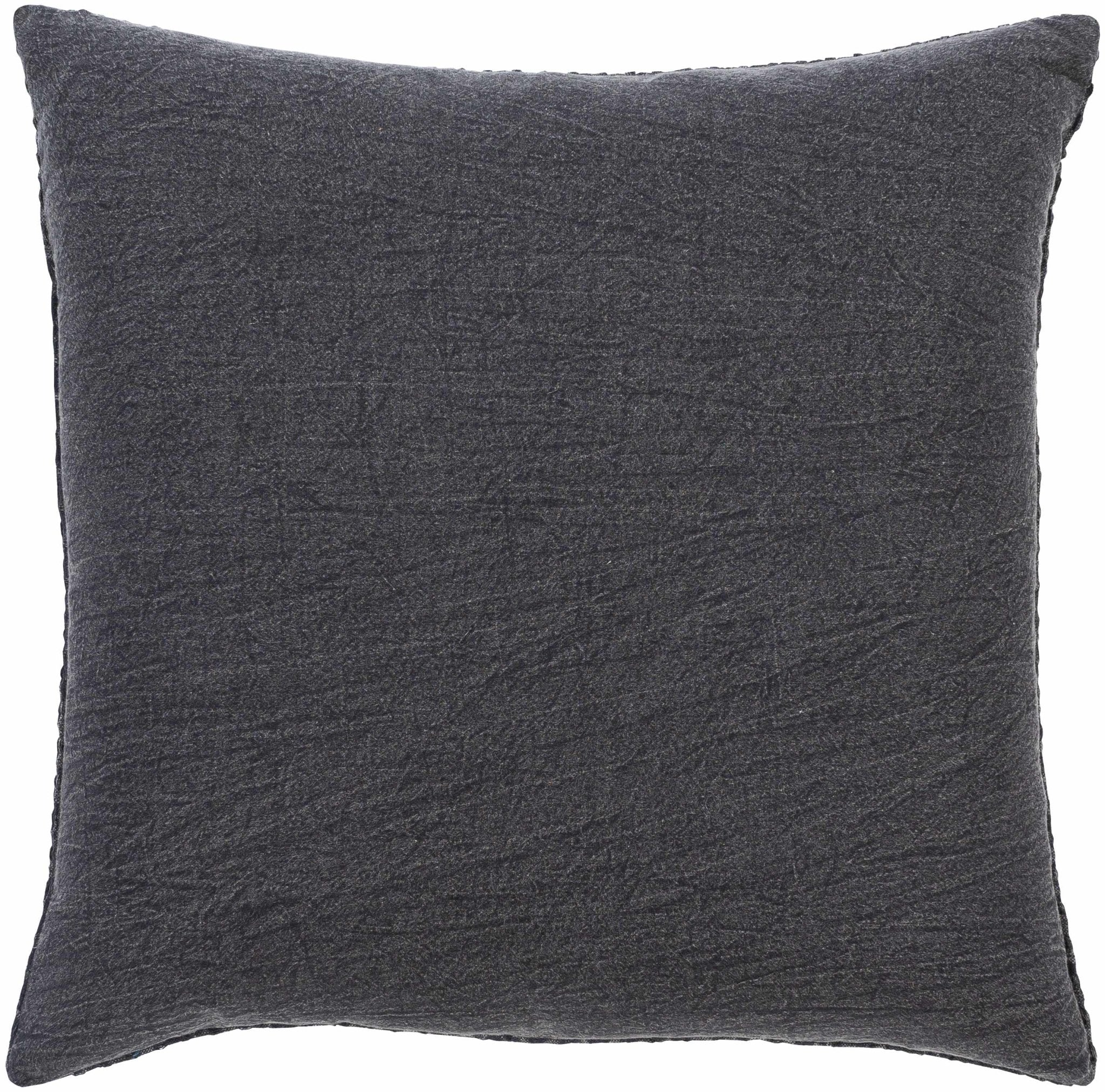Hand Woven Modern Textured Charcoal Cotton Square Throw Pillow - Image 3