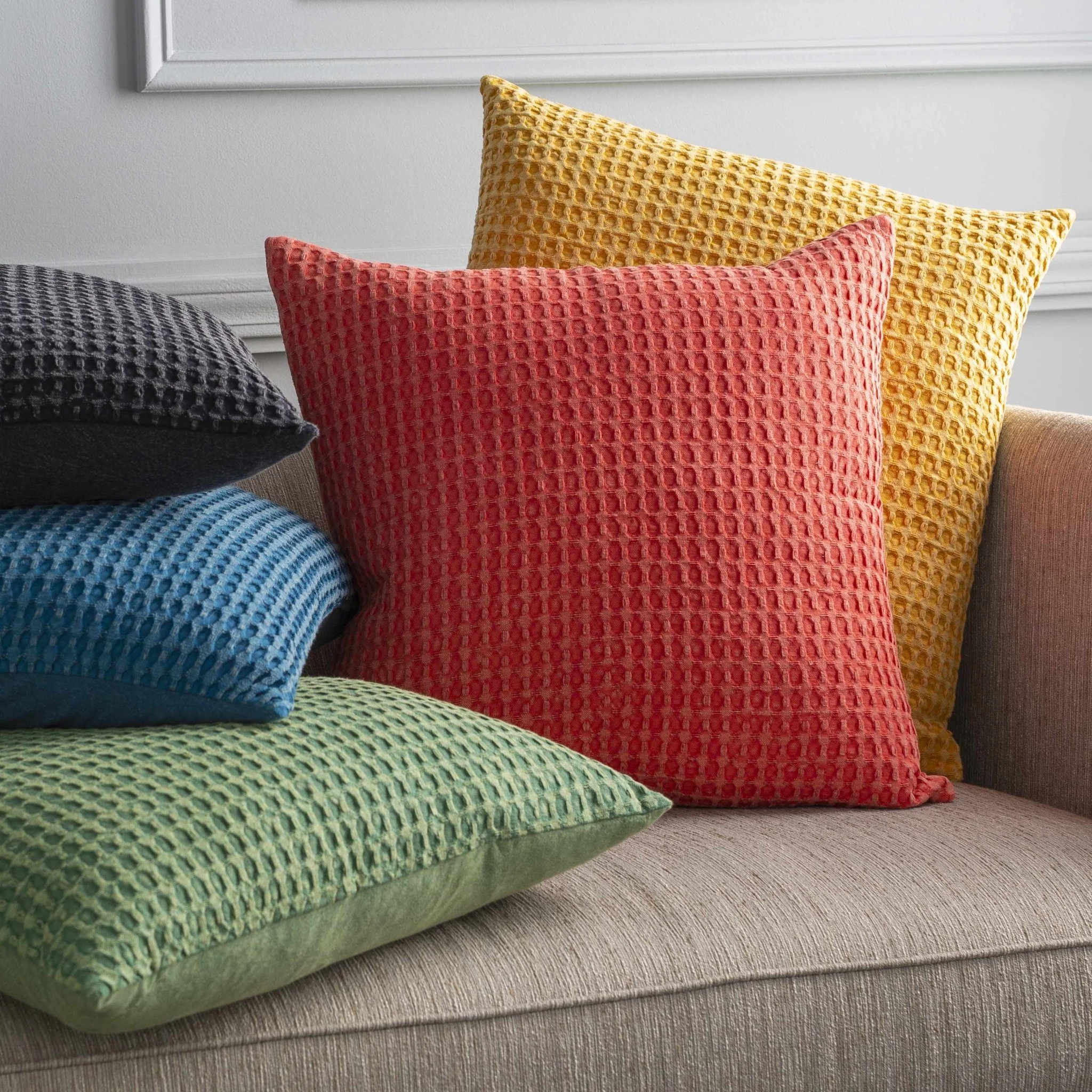 Hand Woven Modern Textured Charcoal Cotton Square Throw Pillow - Image 4