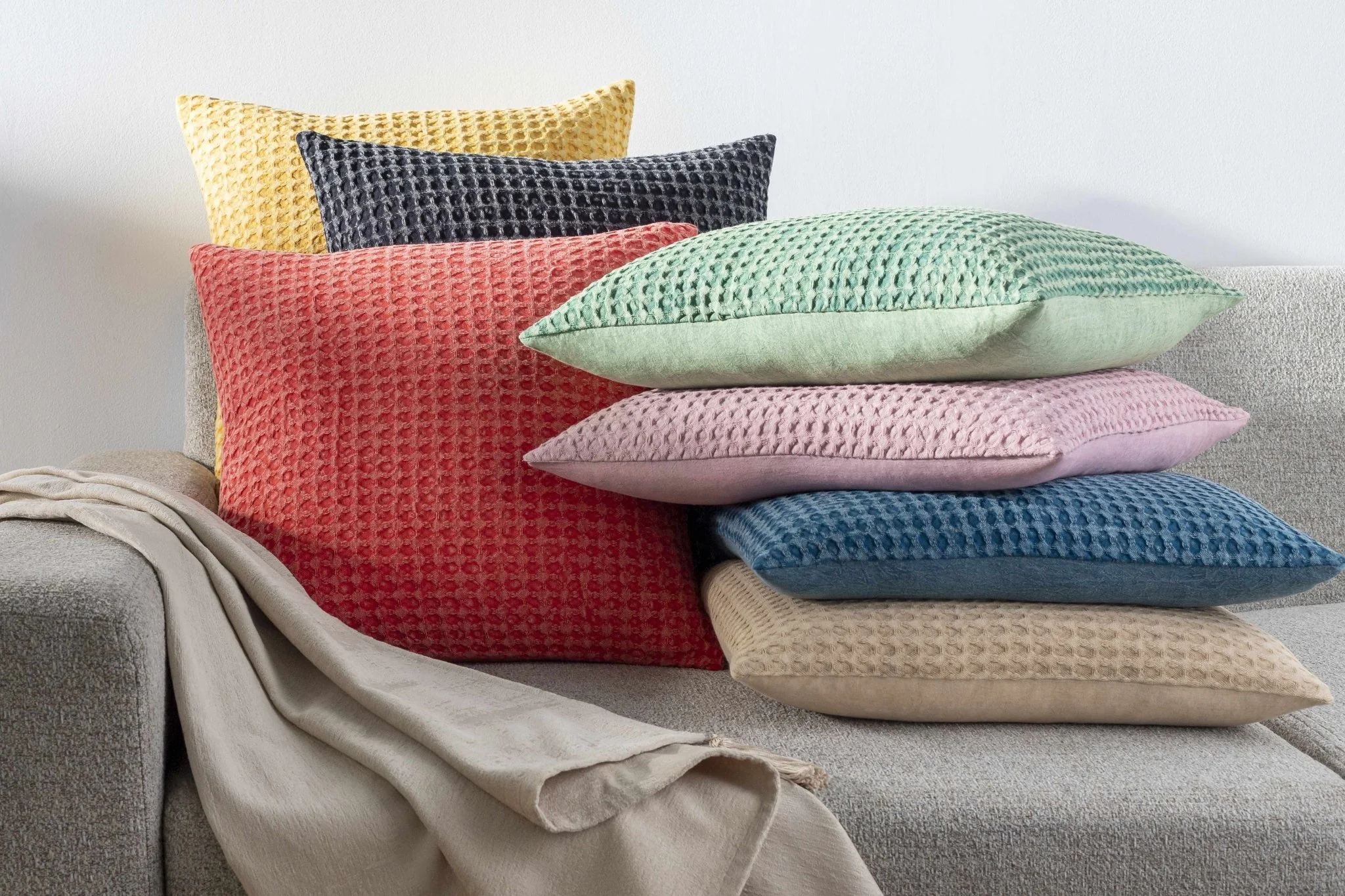 Hand Woven Modern Textured Charcoal Cotton Square Throw Pillow - Image 5
