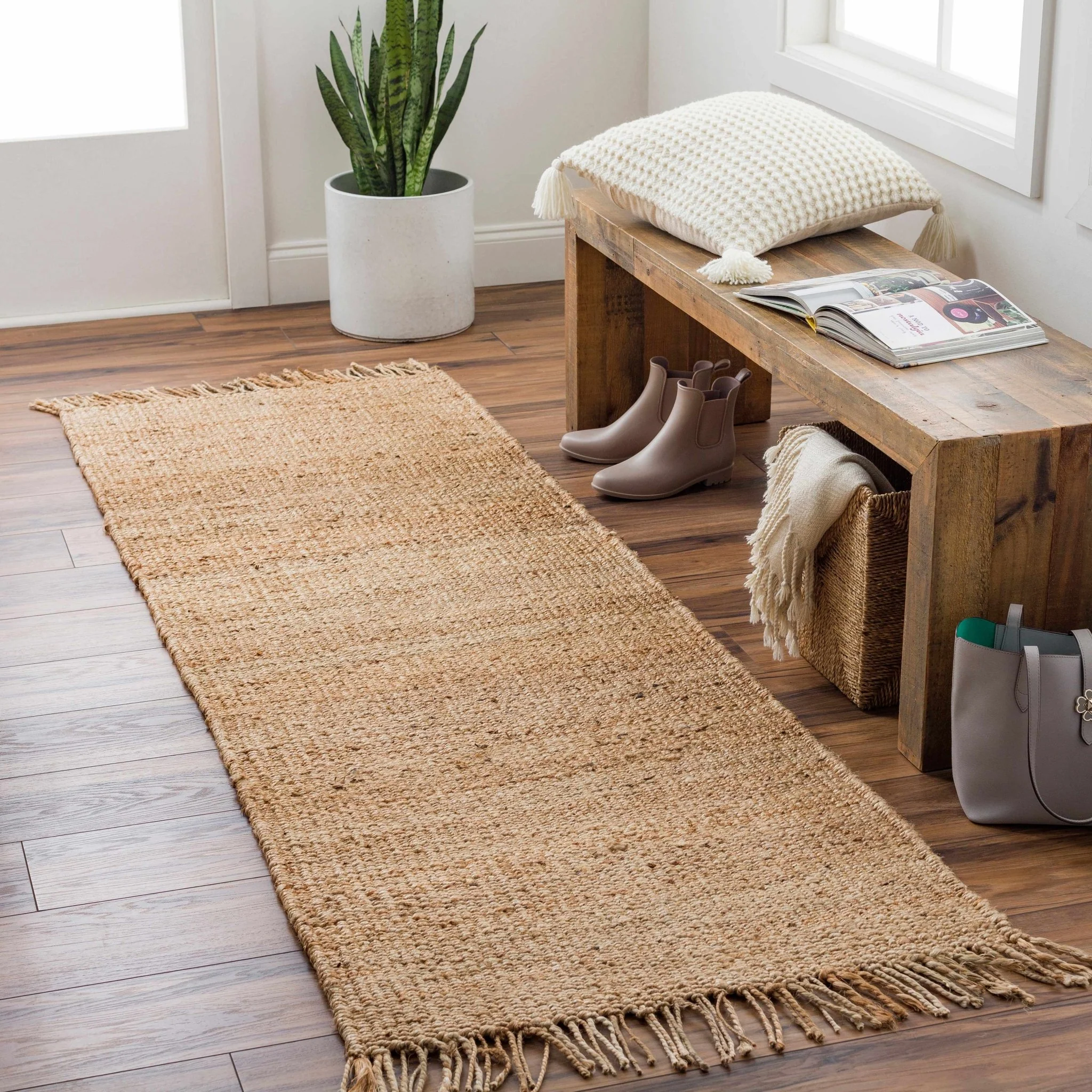 Hand woven Natural Brown Jute Flatweave Multi Size area Rug - Image 12