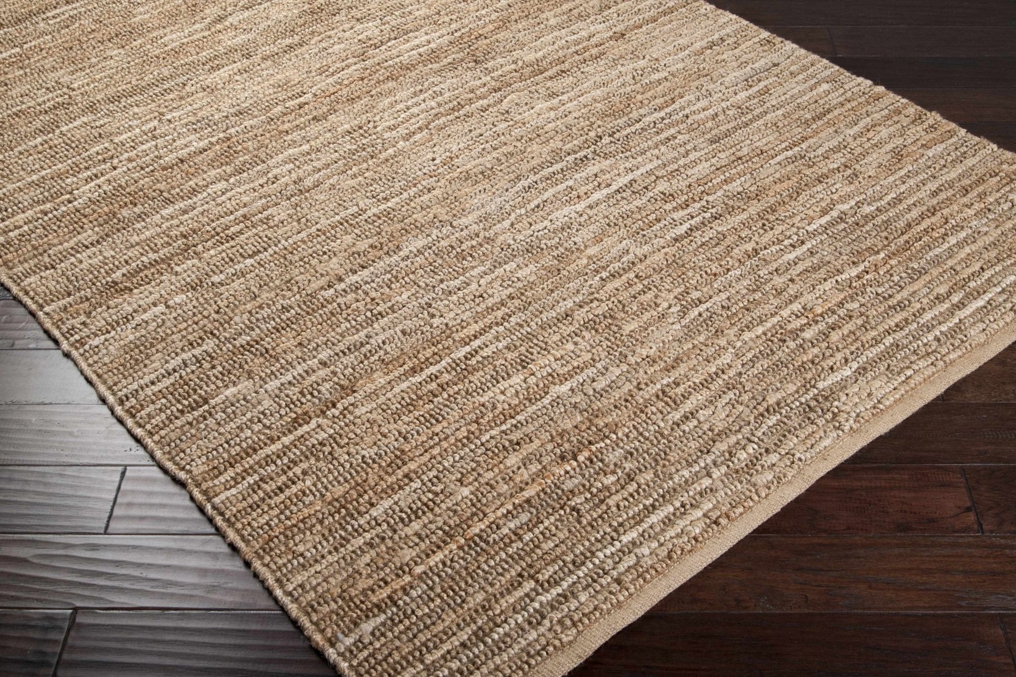 Hand woven Natural Brown Stripes Texture Chunky Jute Multi size Area Rug - Image 2