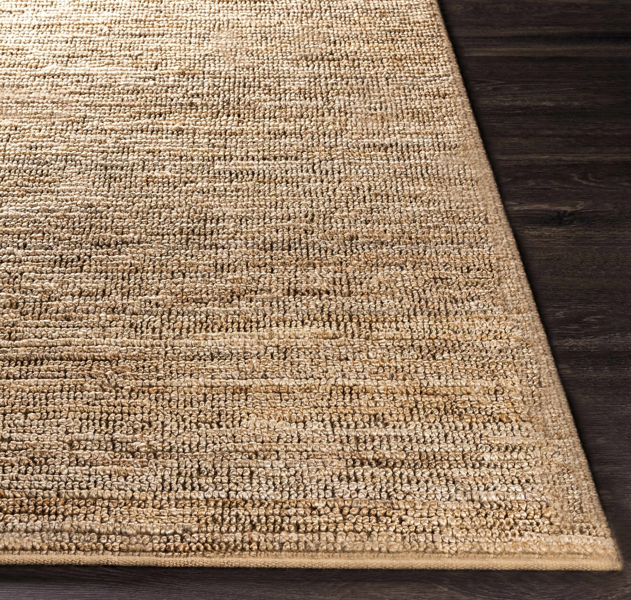 Hand woven Natural Brown Stripes Texture Chunky Jute Multi size Area Rug - Image 5