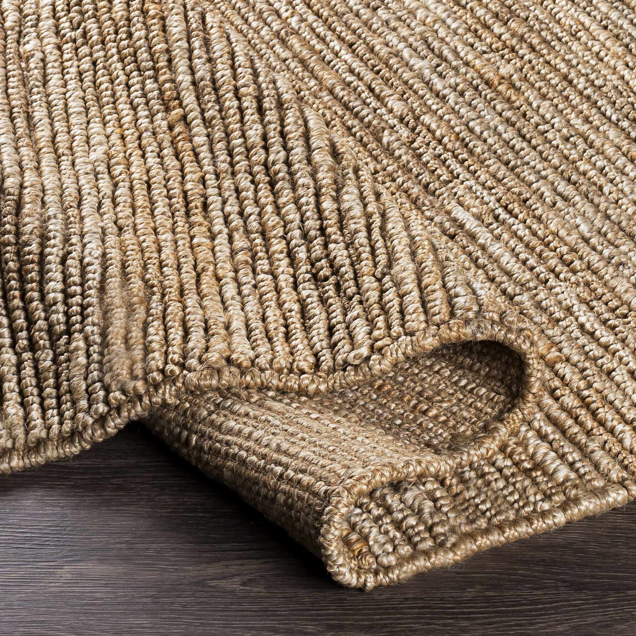 Hand woven Natural Brown Stripes Texture Chunky Jute Multi size Area Rug - Image 6
