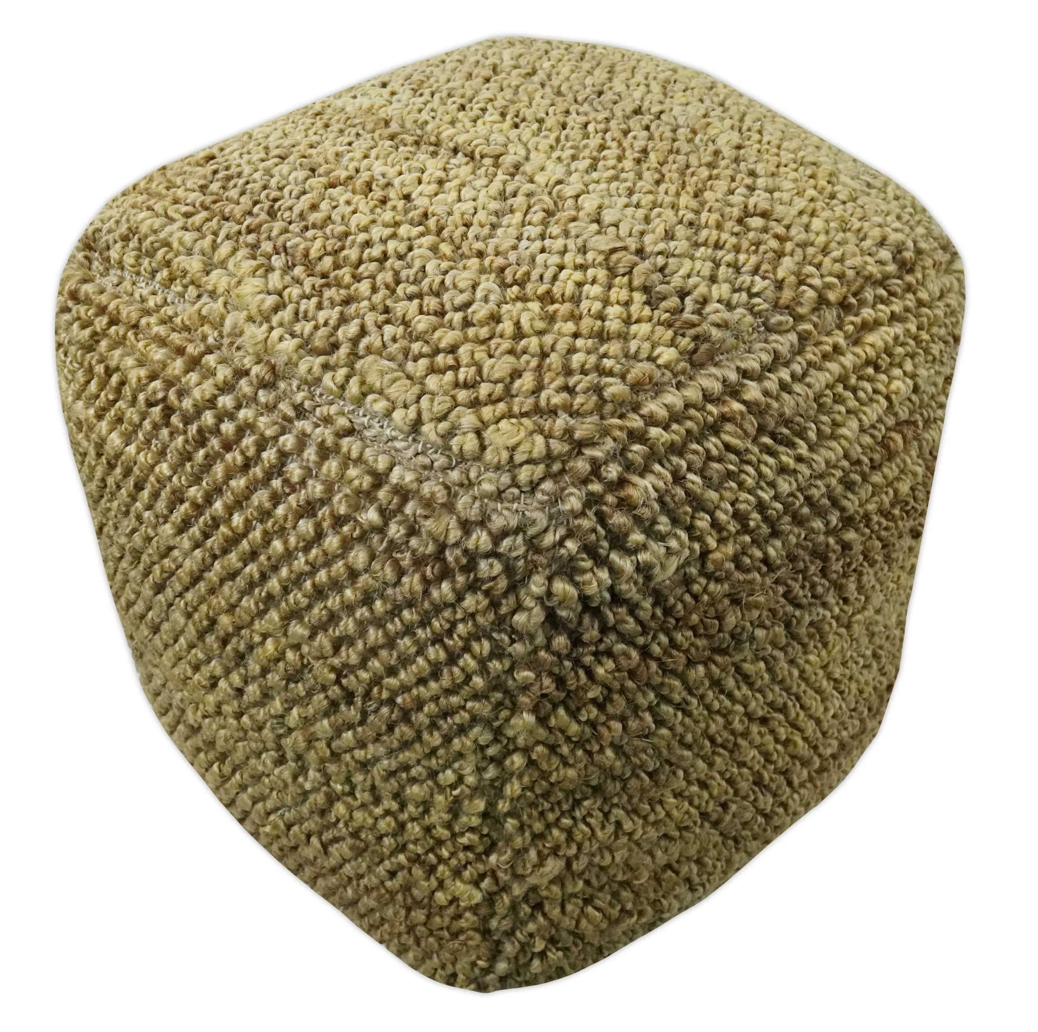 Hand Woven Natural Brown Chunky Design Jute Pouf - Image 2