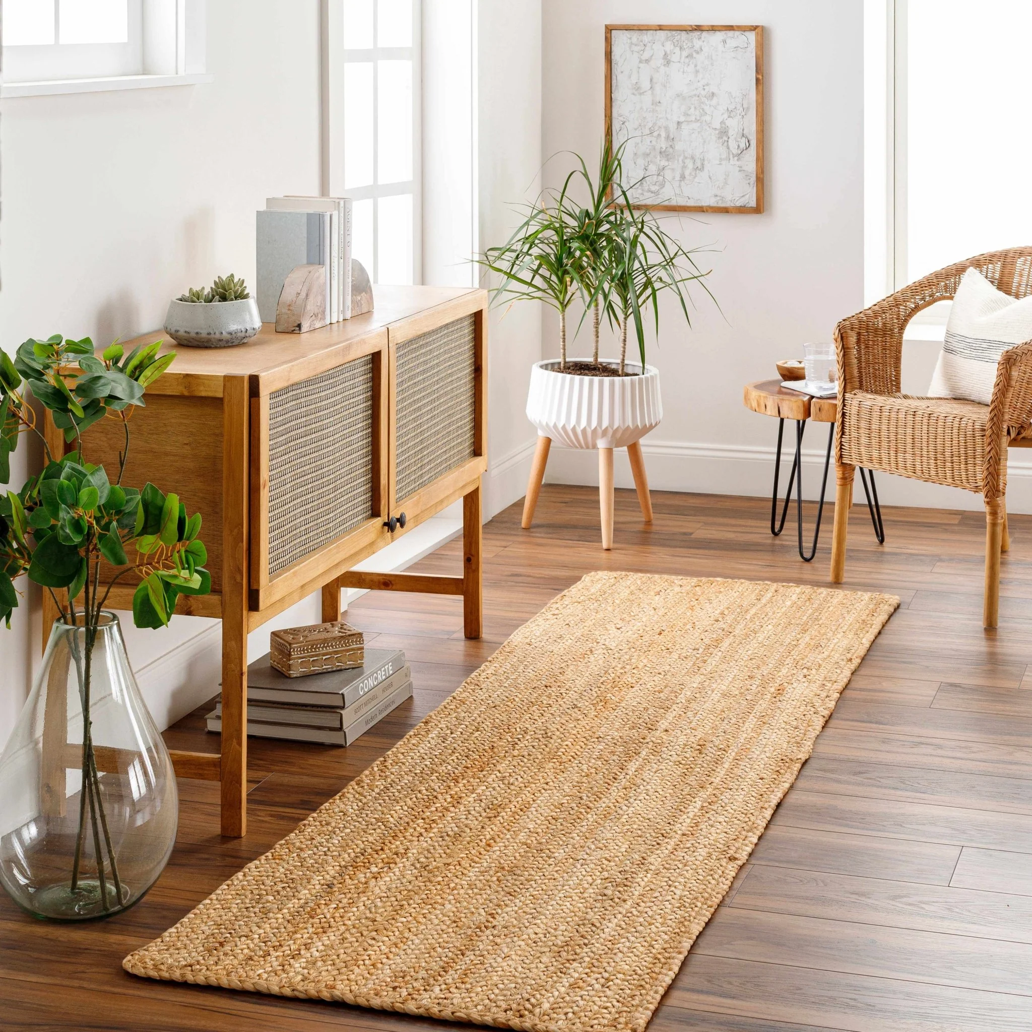Hand Woven Natural Brown Traditional Jute Braided Multi size Rug - Image 5