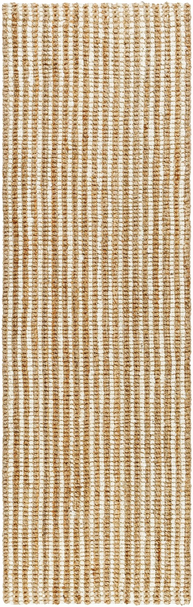 Hand Woven Natural Fiber Linen Texture Ivory and Brown Multi Size Jute Rug - Image 7