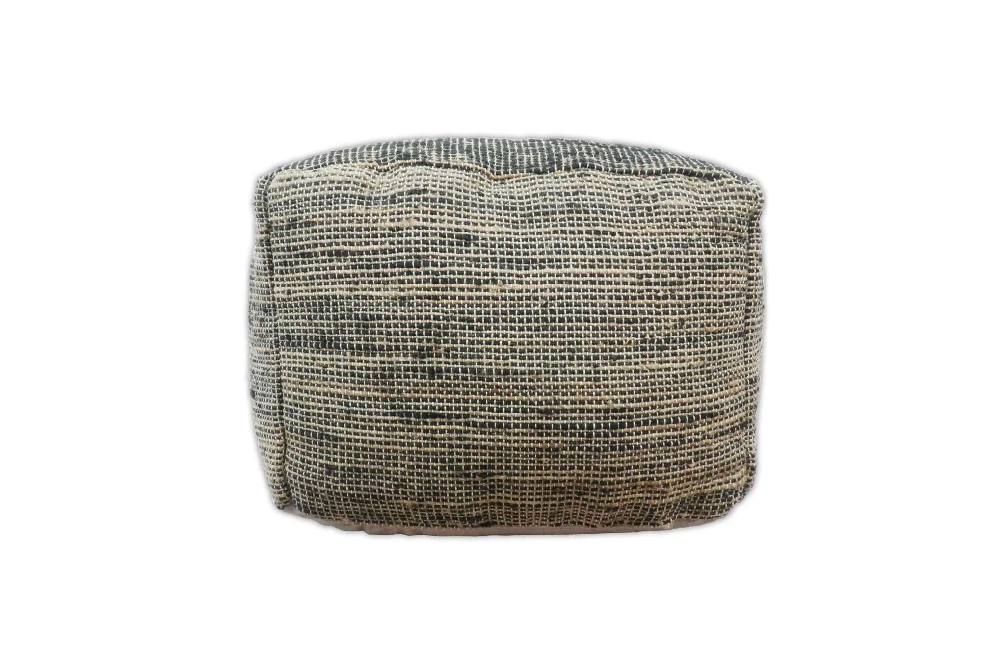 Hand Woven Boho Natural Large Black and Brown Jute Pouf | TRD123P - Image 5
