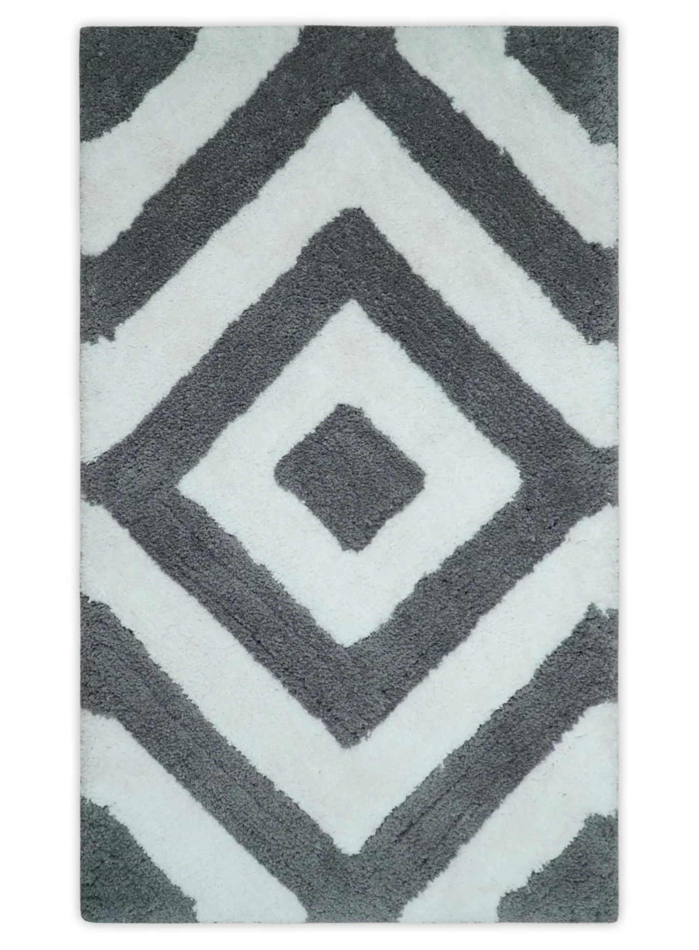 3x5, 4x6 and 5x7 Hand Woven Shag Ivory and Gray Geometrical Pattern Art Silk Soft Viscose Area Rug - Image 11