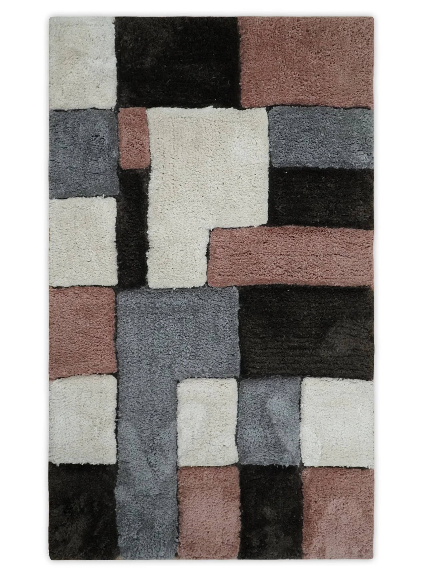 3x5, 4x6 and 5x7 Hand Woven Shag Ivory. Charcoal and Peach Art Silk Soft Viscose Area Rug - Image 11
