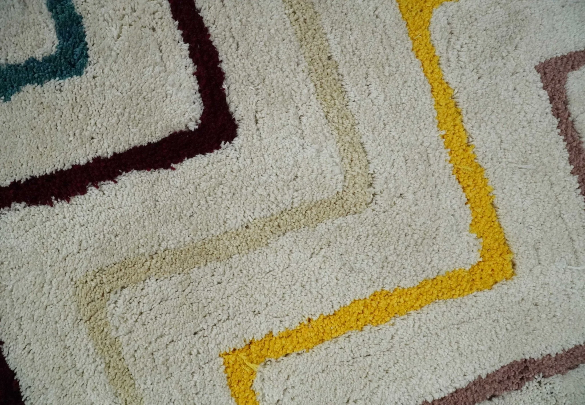 3x5, 4x6 and 5x7 Hand Woven Shag Ivory with multicolor Stripes Art Silk Soft Viscose  Area Rug - Image 4