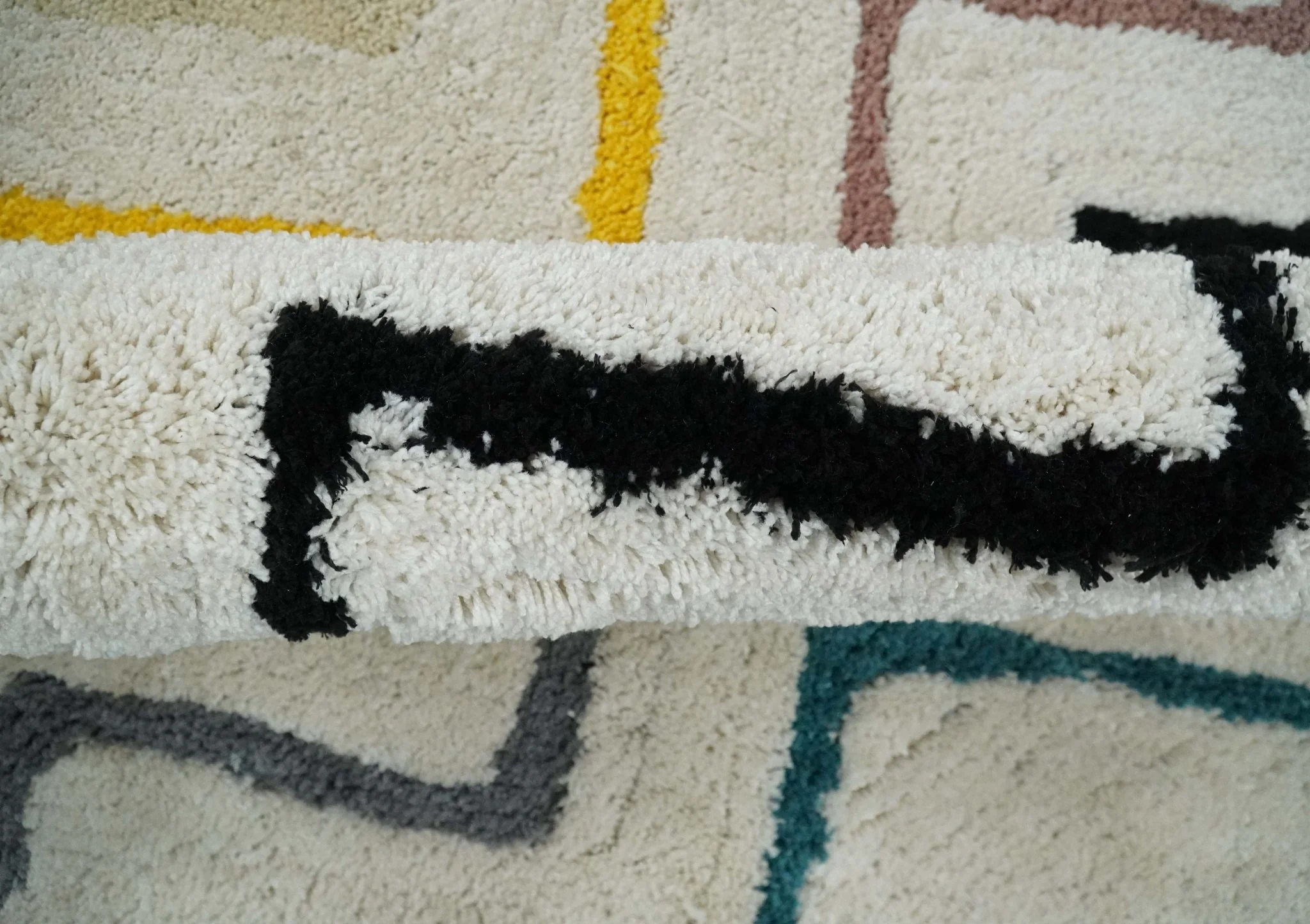 3x5, 4x6 and 5x7 Hand Woven Shag Ivory with multicolor Stripes Art Silk Soft Viscose  Area Rug - Image 7