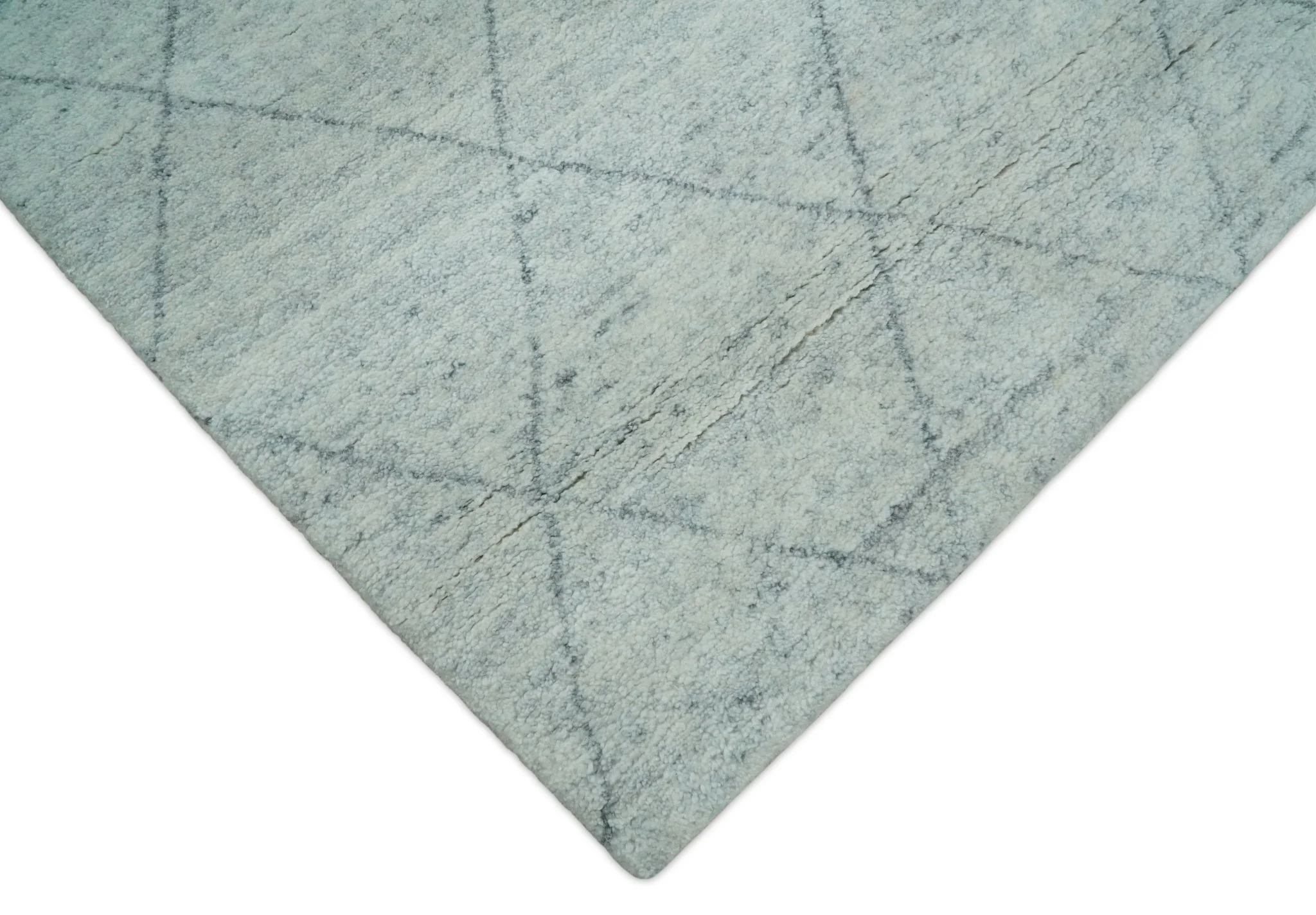 Hand Woven Silver and Gray 8x10 Trellis Moroccan Rug Made with Fine Wool | TRDCP105810 - Image 5