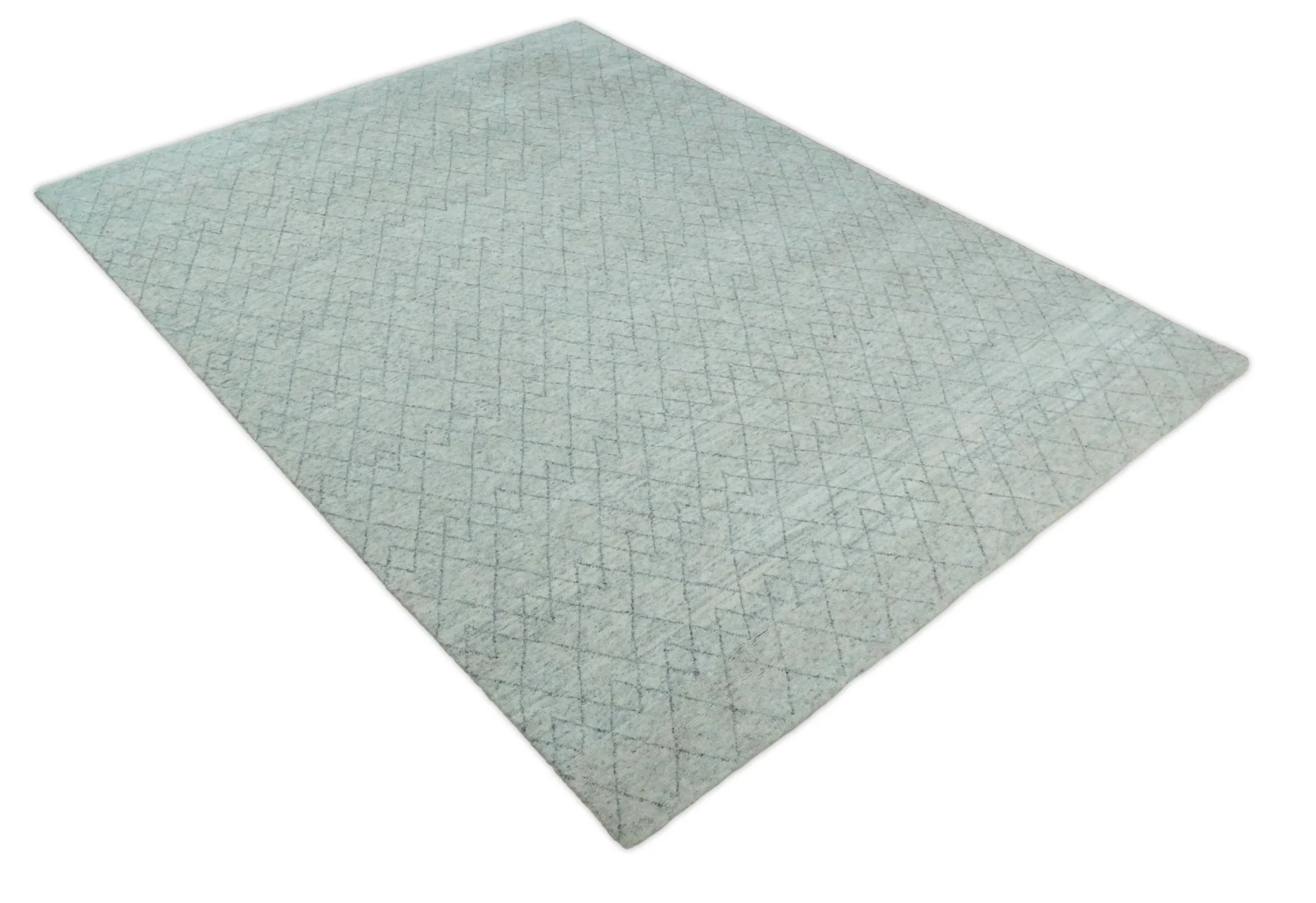Hand Woven Silver and Gray 9x12 Trellis Moroccan Rug Made with Fine Wool | TRDCP100912 - Image 6