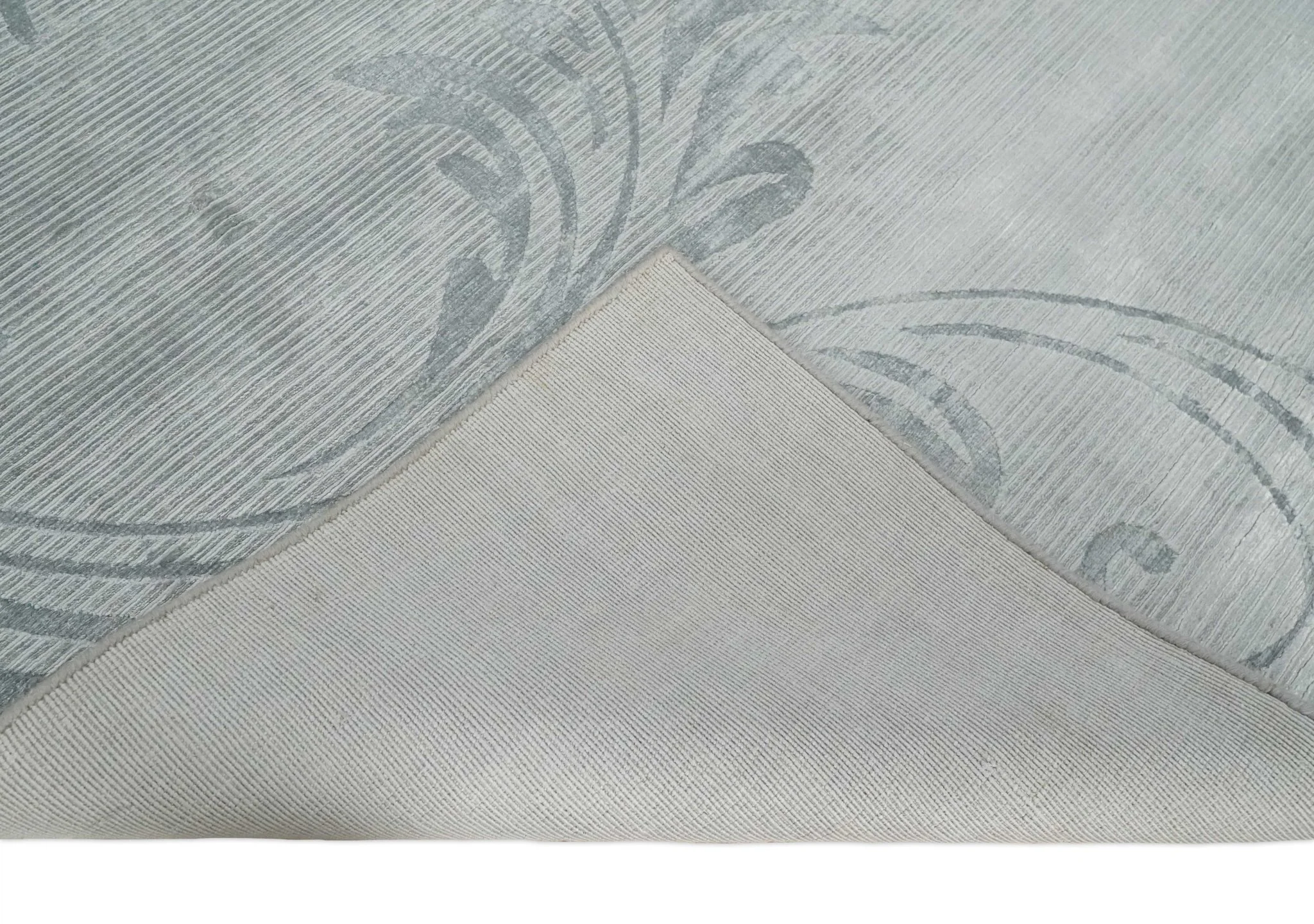 5x8 Hand Woven and hand carved Carved Silver and Gray Floral Art Silk Rug | KNT9 - Image 4