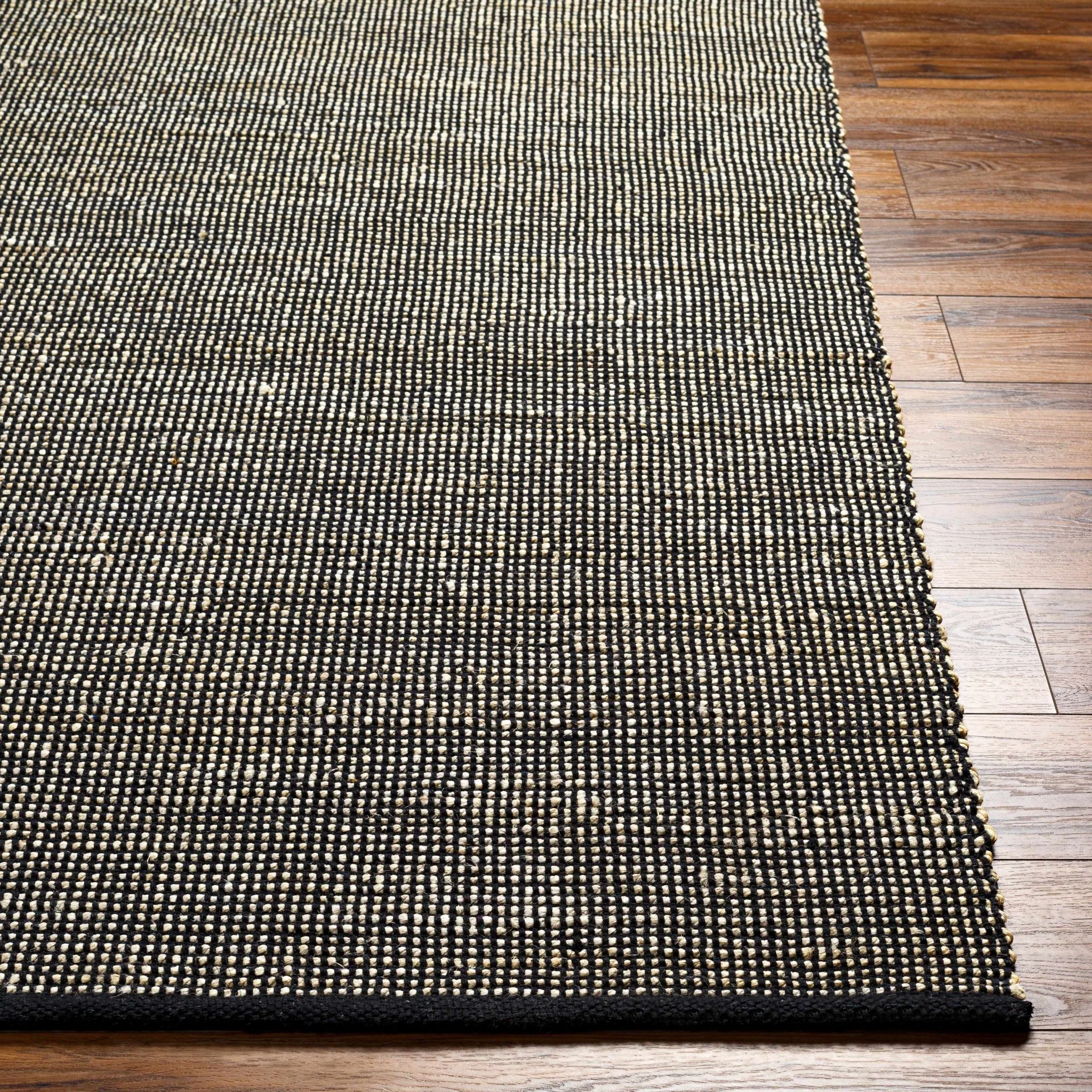 Hand Woven Southwestern Style Gray and  Black Jute Rug - Image 4