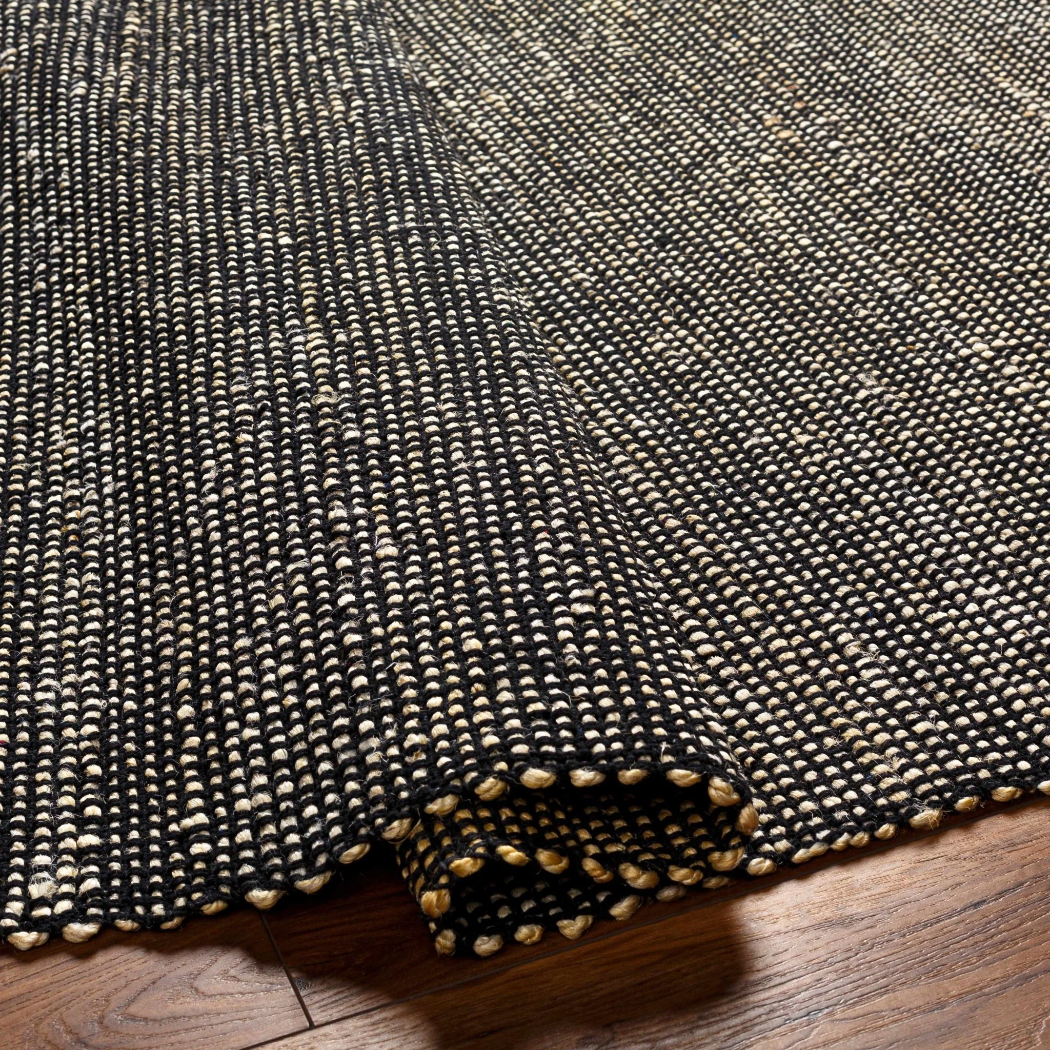 Hand Woven Southwestern Style Gray and  Black Jute Rug - Image 5