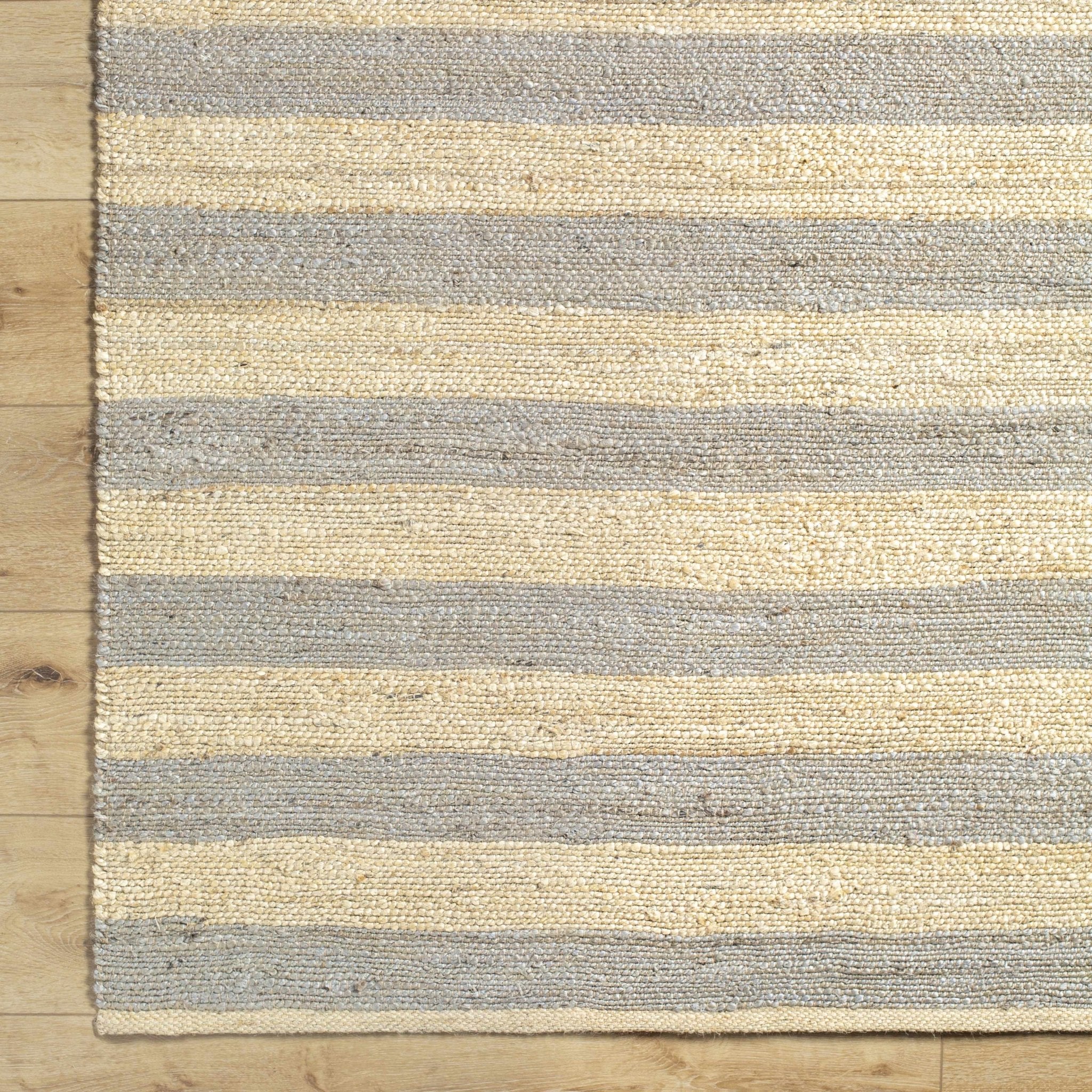 Hand Woven Geometrical stripes Design Gray and natural brown jute rug - Image 7