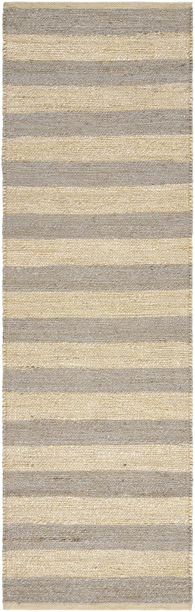 Hand Woven Geometrical stripes Design Gray and natural brown jute rug - Image 9