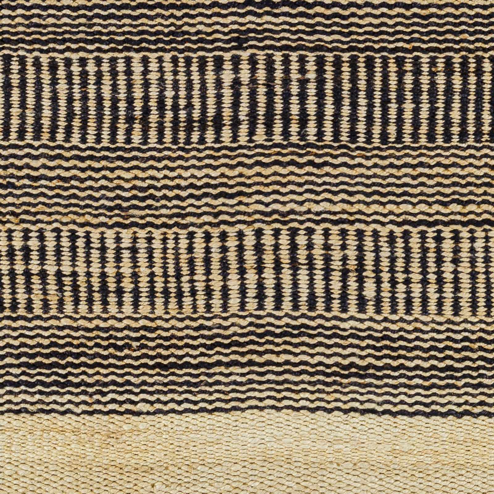Hand Woven Tan and Charcoal Stripes Design contemporary jute area Rug - Image 7