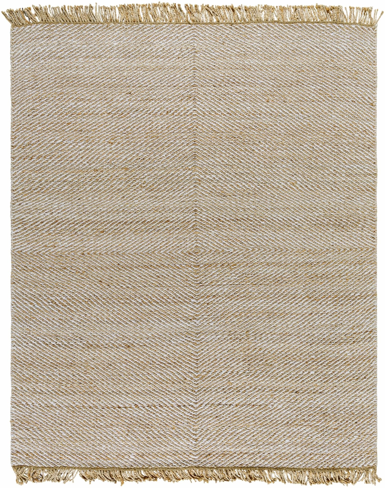 Hand Woven Tan Geometric Pattern Jute Area Rug - Image 8