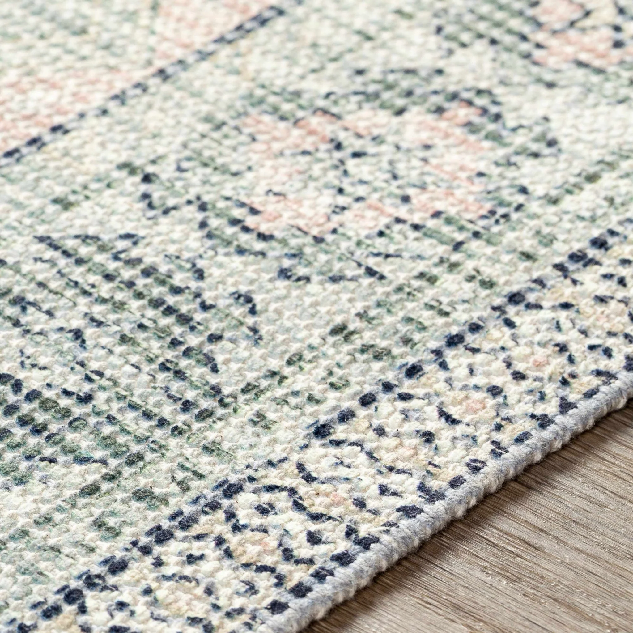 Hand Woven Traditional Heriz Green and Peach area rug - Image 7
