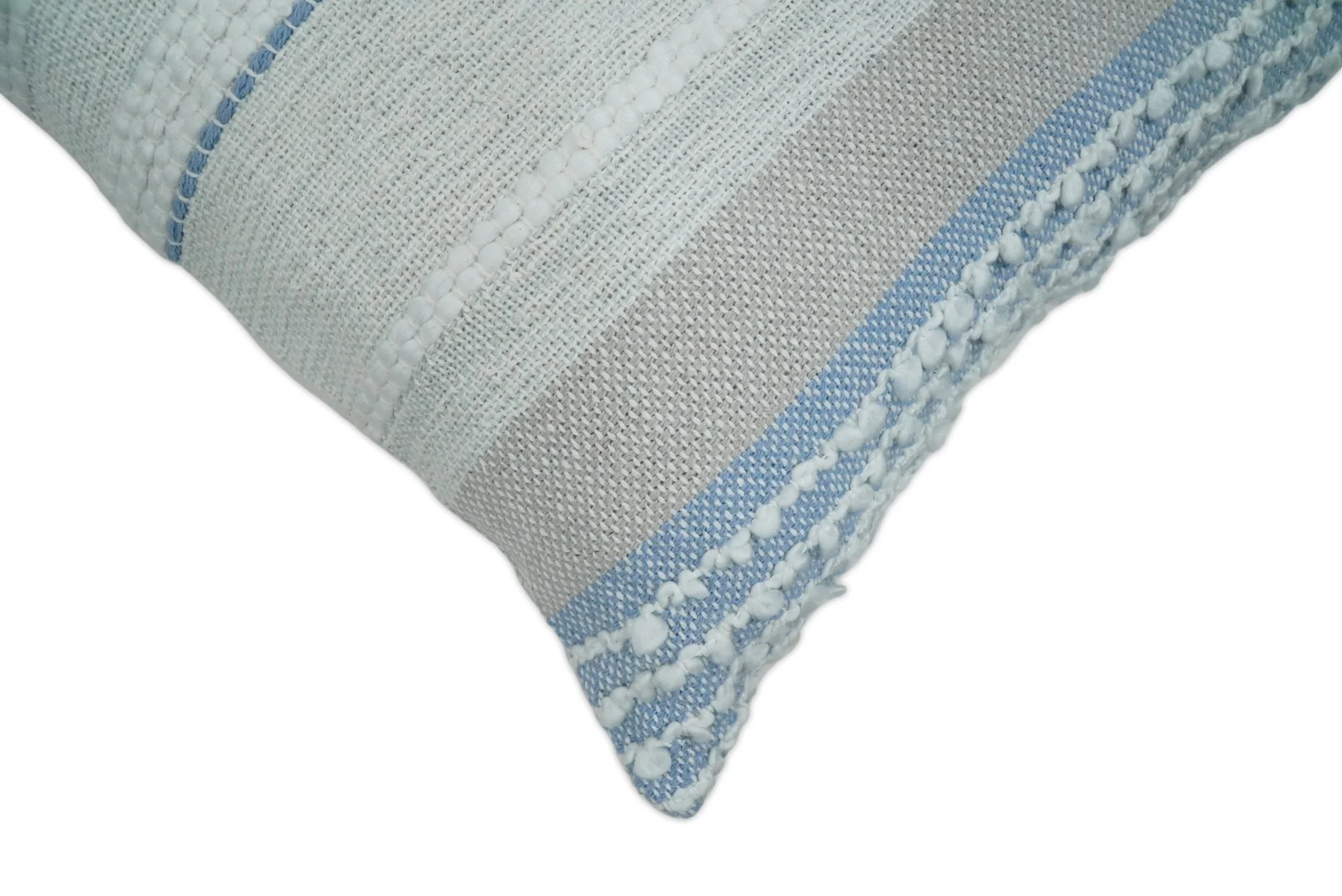 Hand woven White and Blue Cotton and Wool Tribal Accent Pillow, Cushion - Image 3