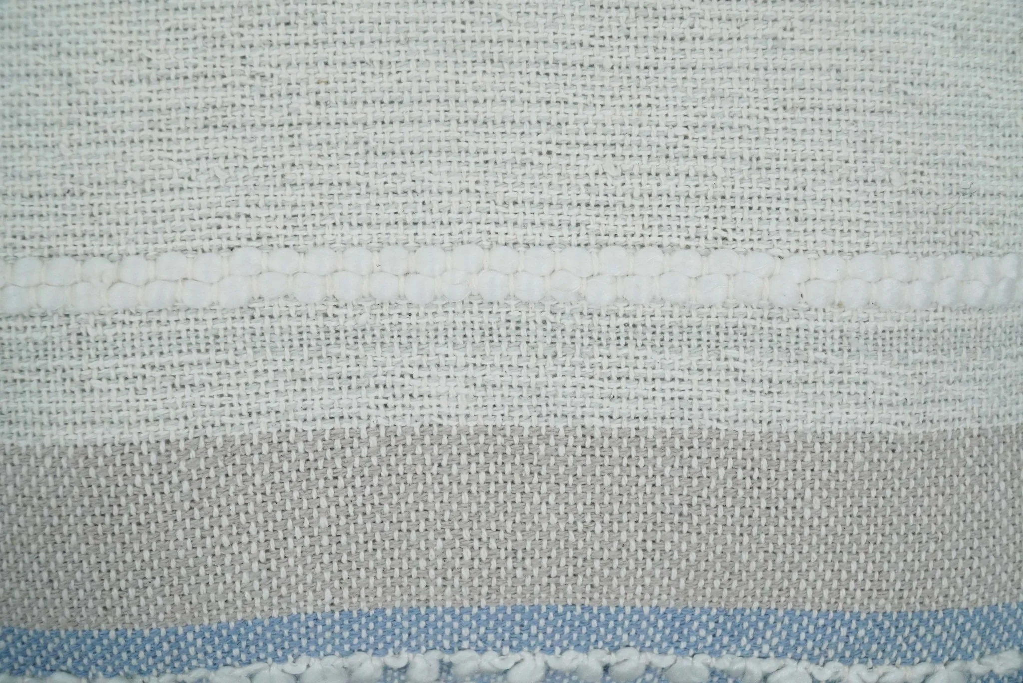 Hand woven White and Blue Cotton and Wool Tribal Accent Pillow, Cushion - Image 4