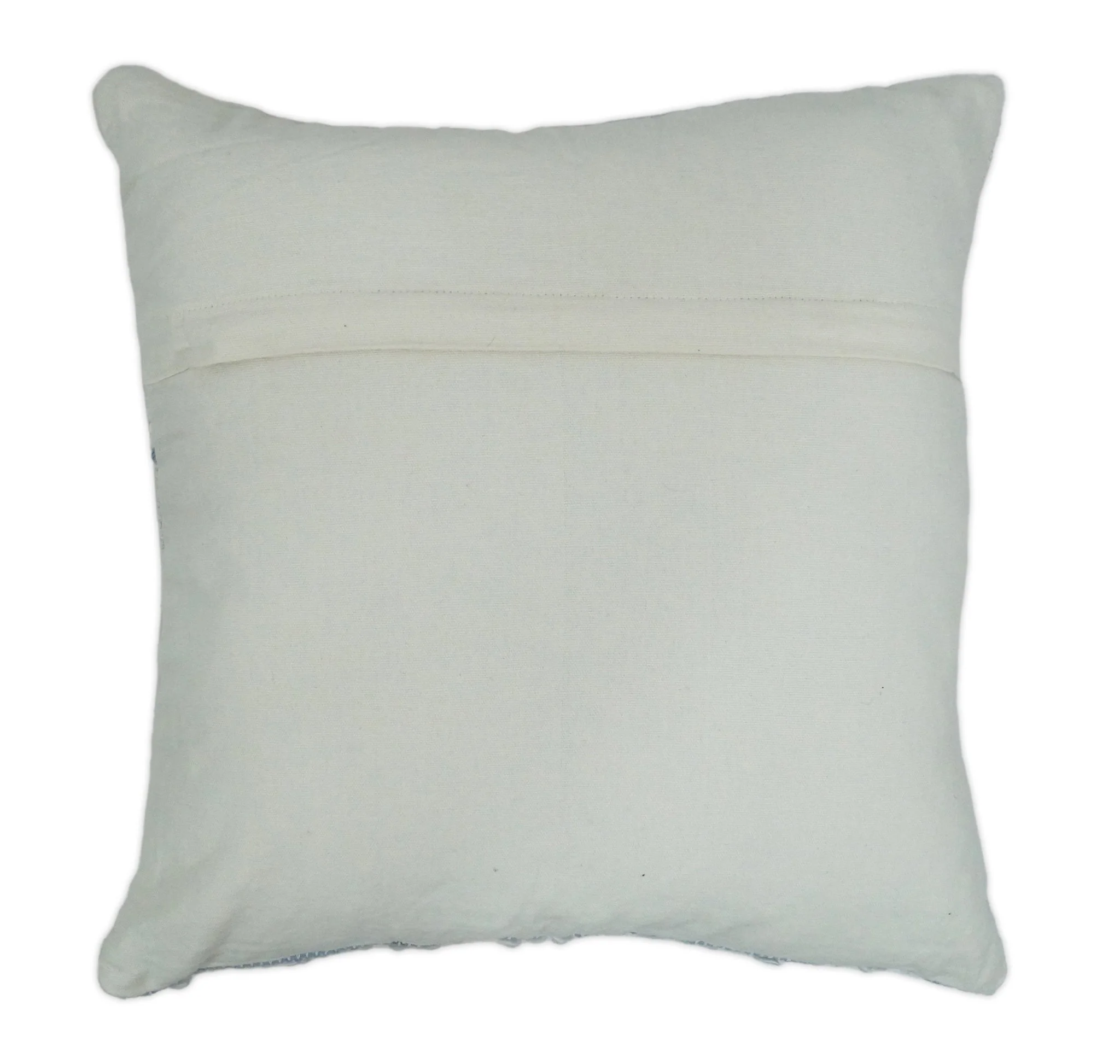 Hand woven White and Blue Cotton and Wool Tribal Accent Pillow, Cushion - Image 5