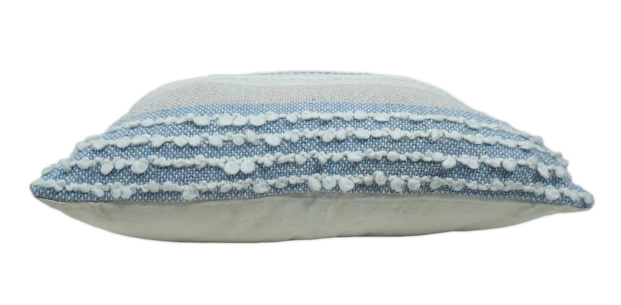 Hand woven White and Blue Cotton and Wool Tribal Accent Pillow, Cushion - Image 6