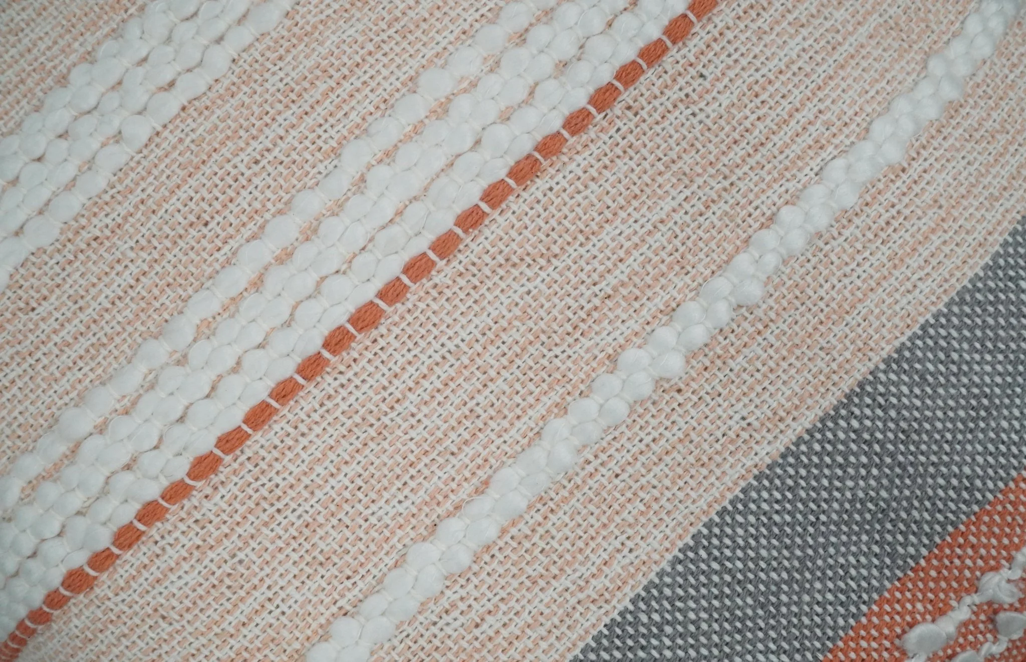 Hand woven White and Pink Cotton and Wool Tribal Accent Pillow, Cushion - Image 2