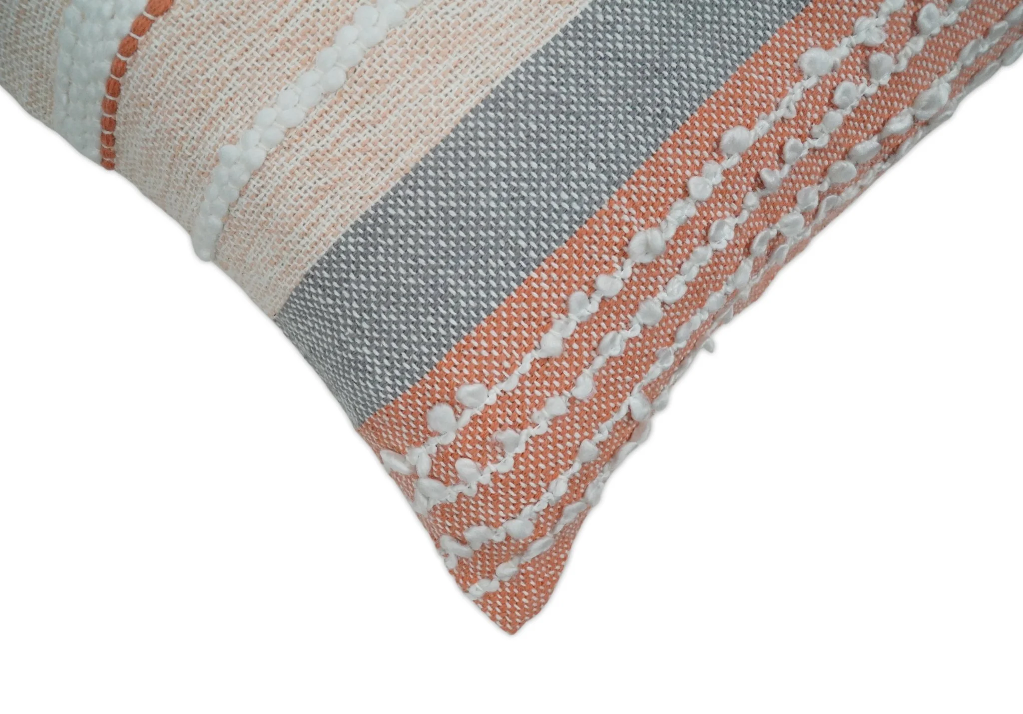 Hand woven White and Pink Cotton and Wool Tribal Accent Pillow, Cushion - Image 3