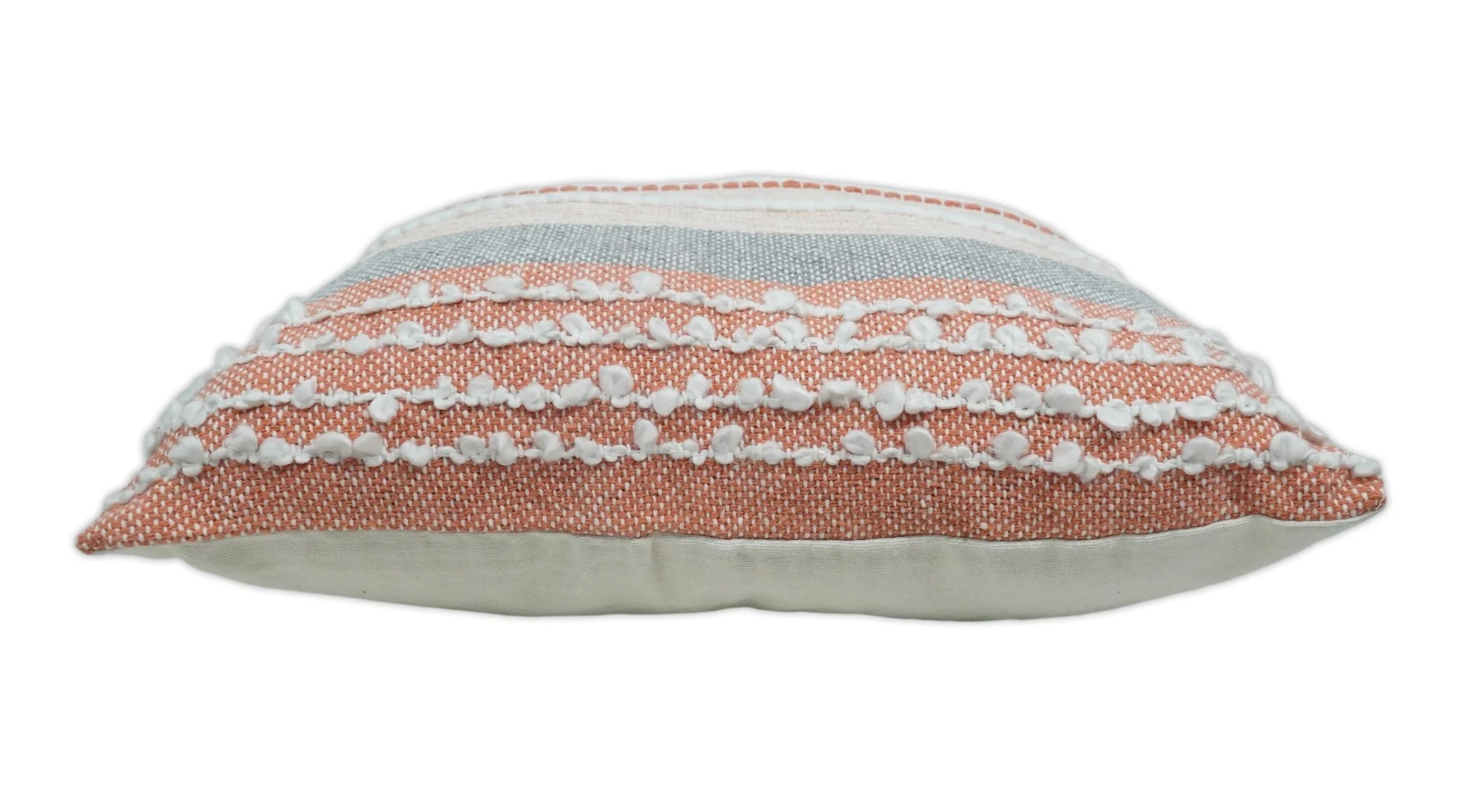 Hand woven White and Pink Cotton and Wool Tribal Accent Pillow, Cushion - Image 4