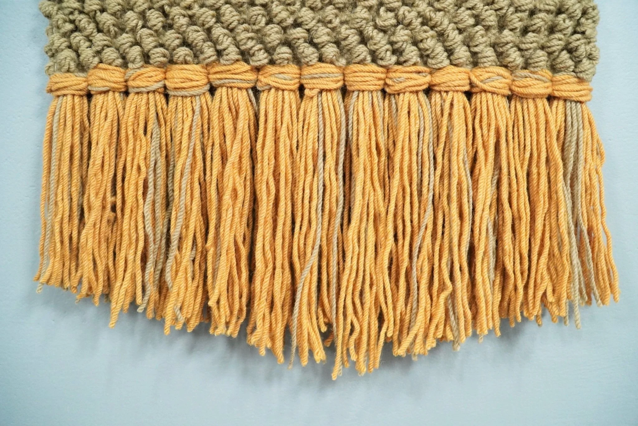 Hand Woven Wool Tapestry Gold and Camel Bohemian Modern Wall Hanging | WH10 - Image 3
