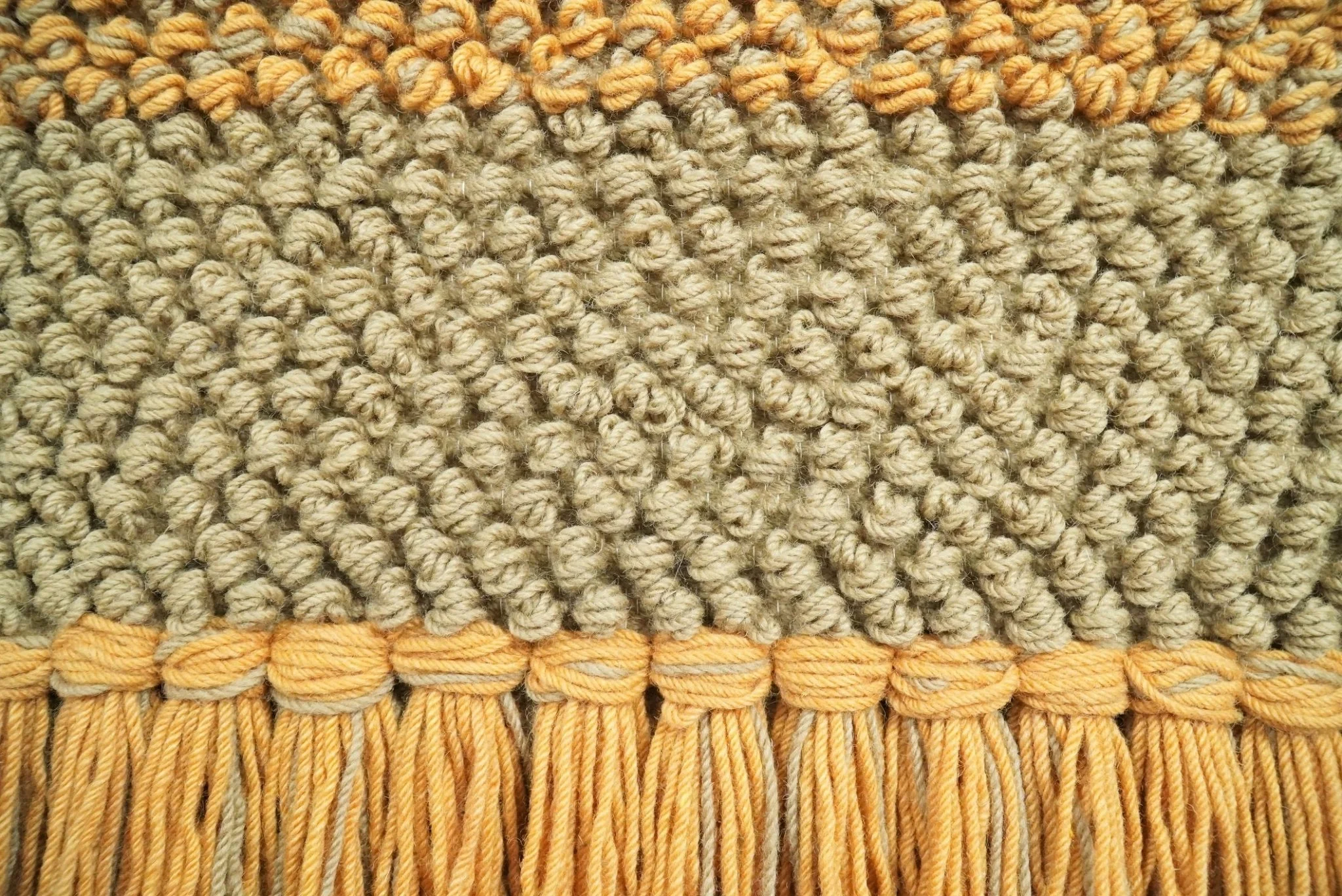 Hand Woven Wool Tapestry Gold and Camel Bohemian Modern Wall Hanging | WH10 - Image 4