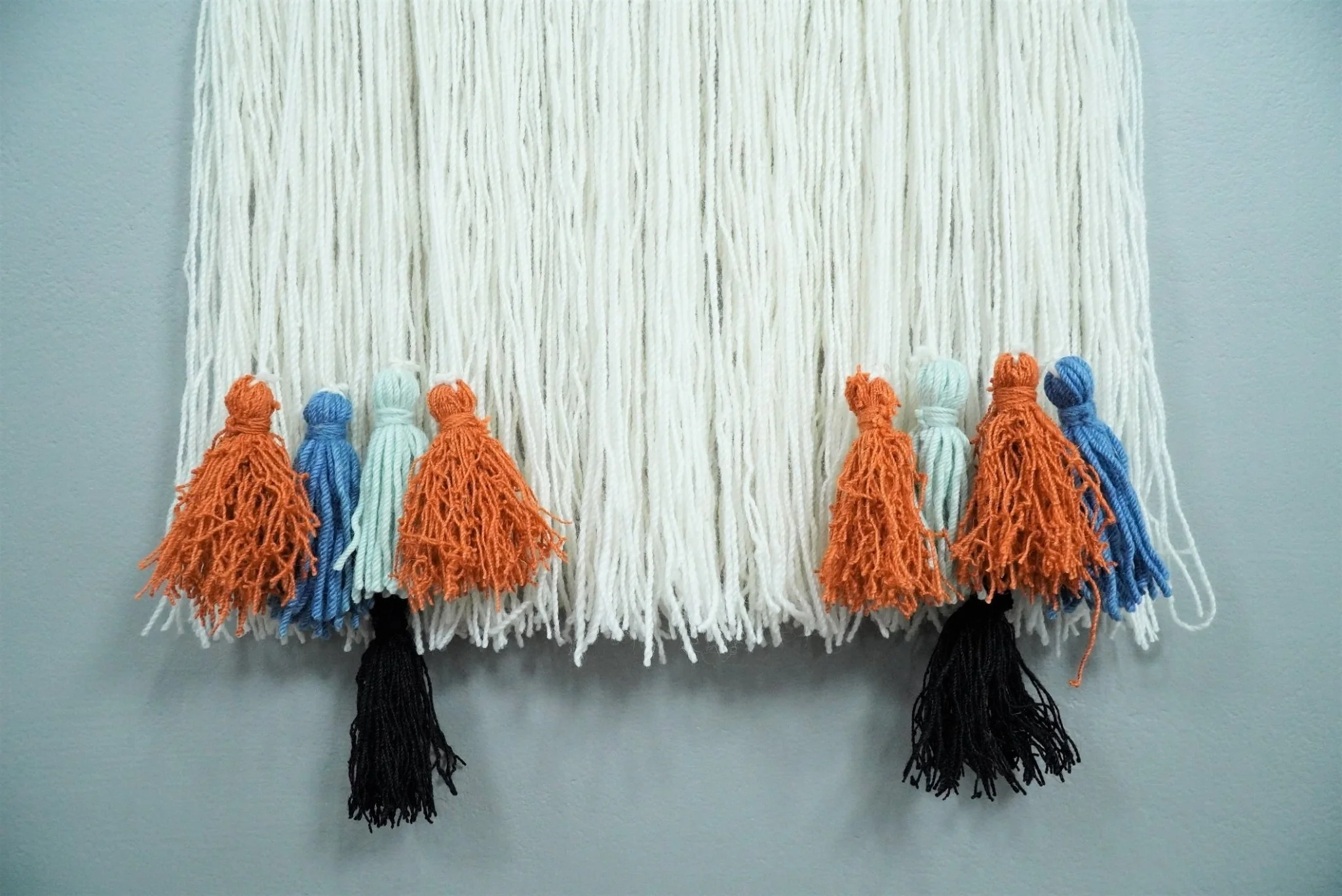 Hand Woven Wool Tapestry White and Brown Bohemian Modern Wall Hanging | WH9 - Image 3