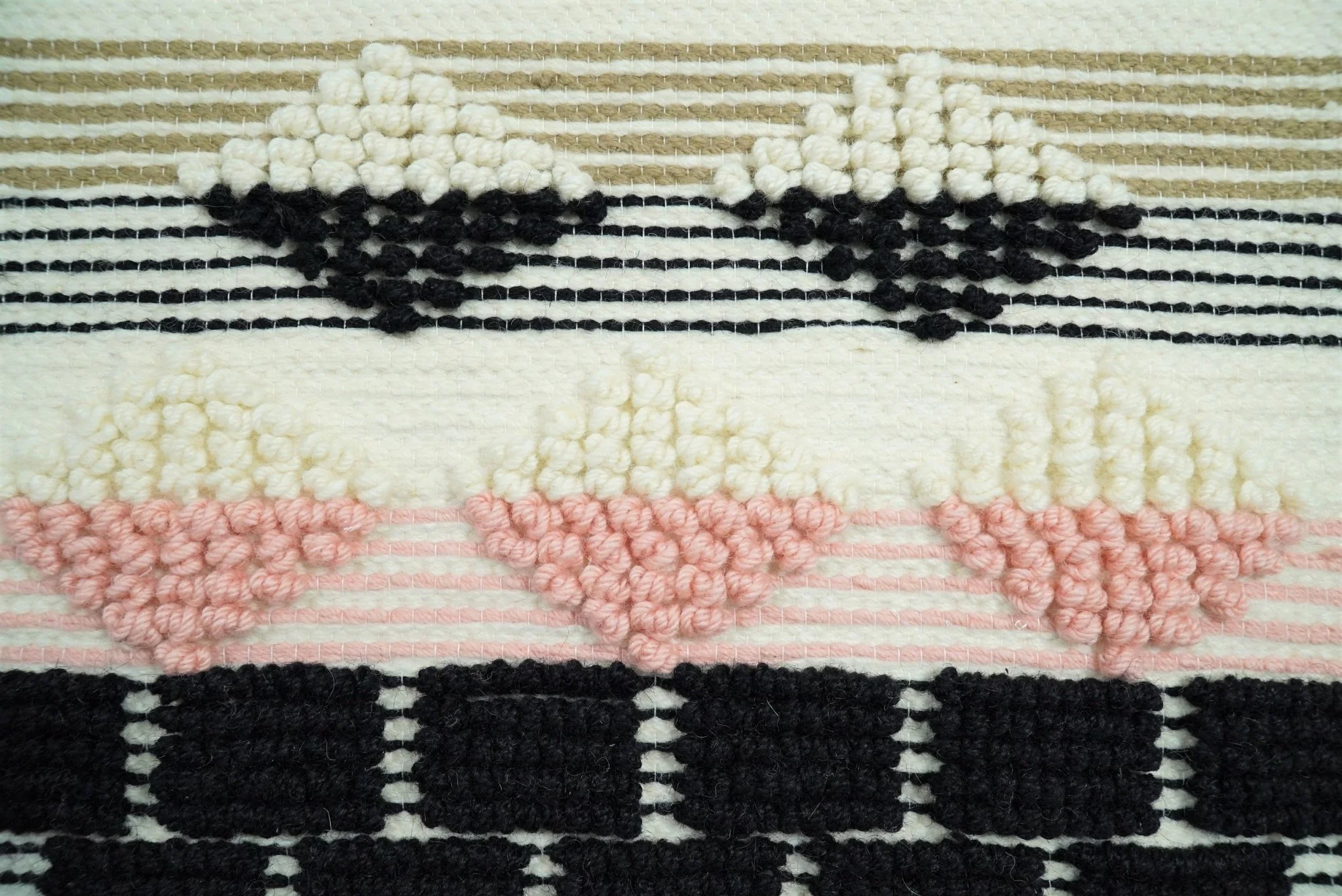 Hand Woven Wool Tapestry White, Blue and Pink Bohemian Modern Wall Hanging | WH13 - Image 5
