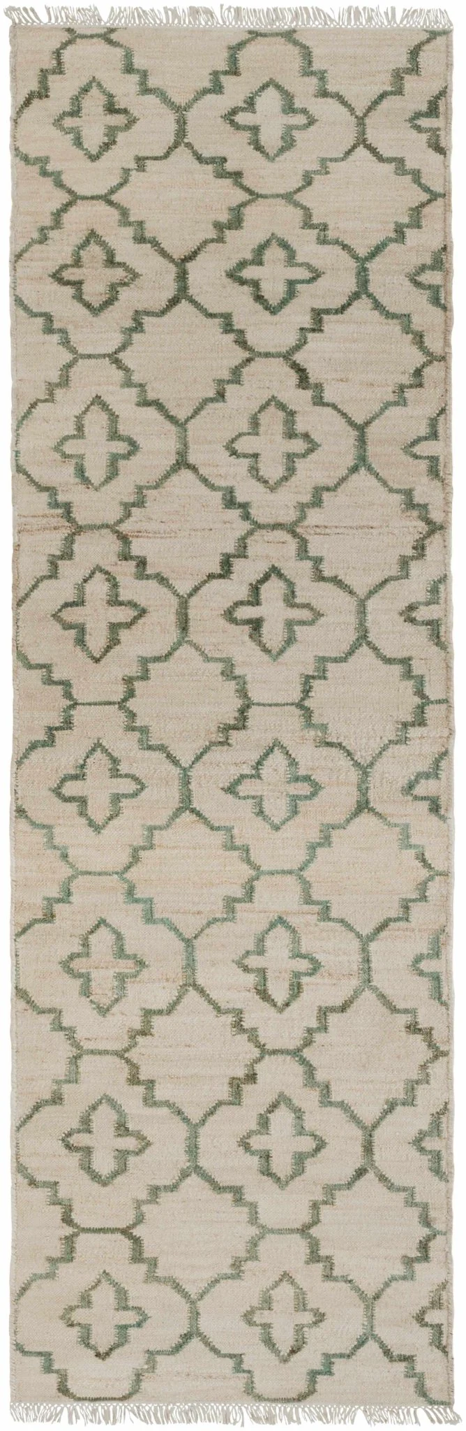 Handcrafted Cream Fringed Jute Carpet - Image 3
