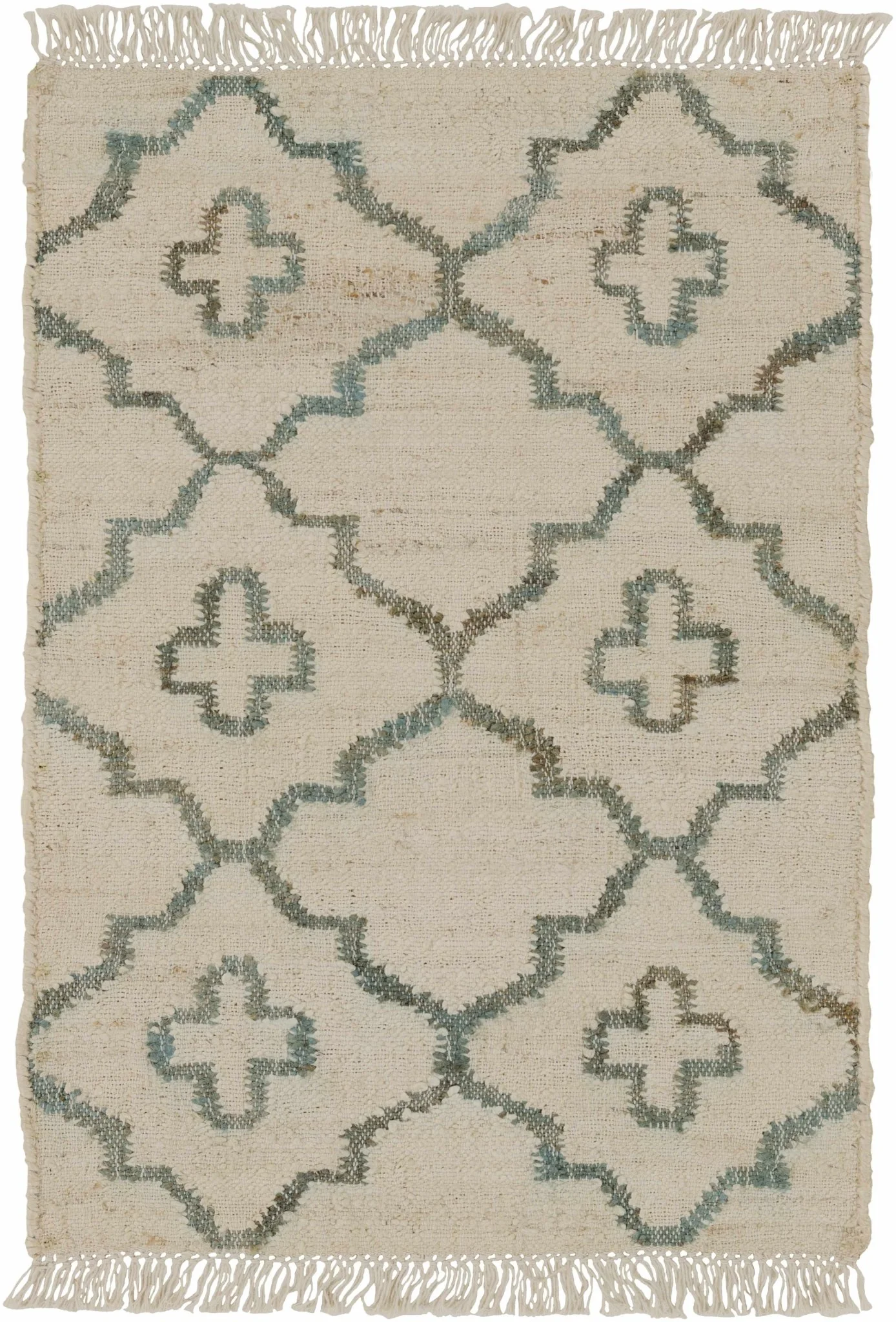Handcrafted Cream Fringed Jute Carpet - Image 5