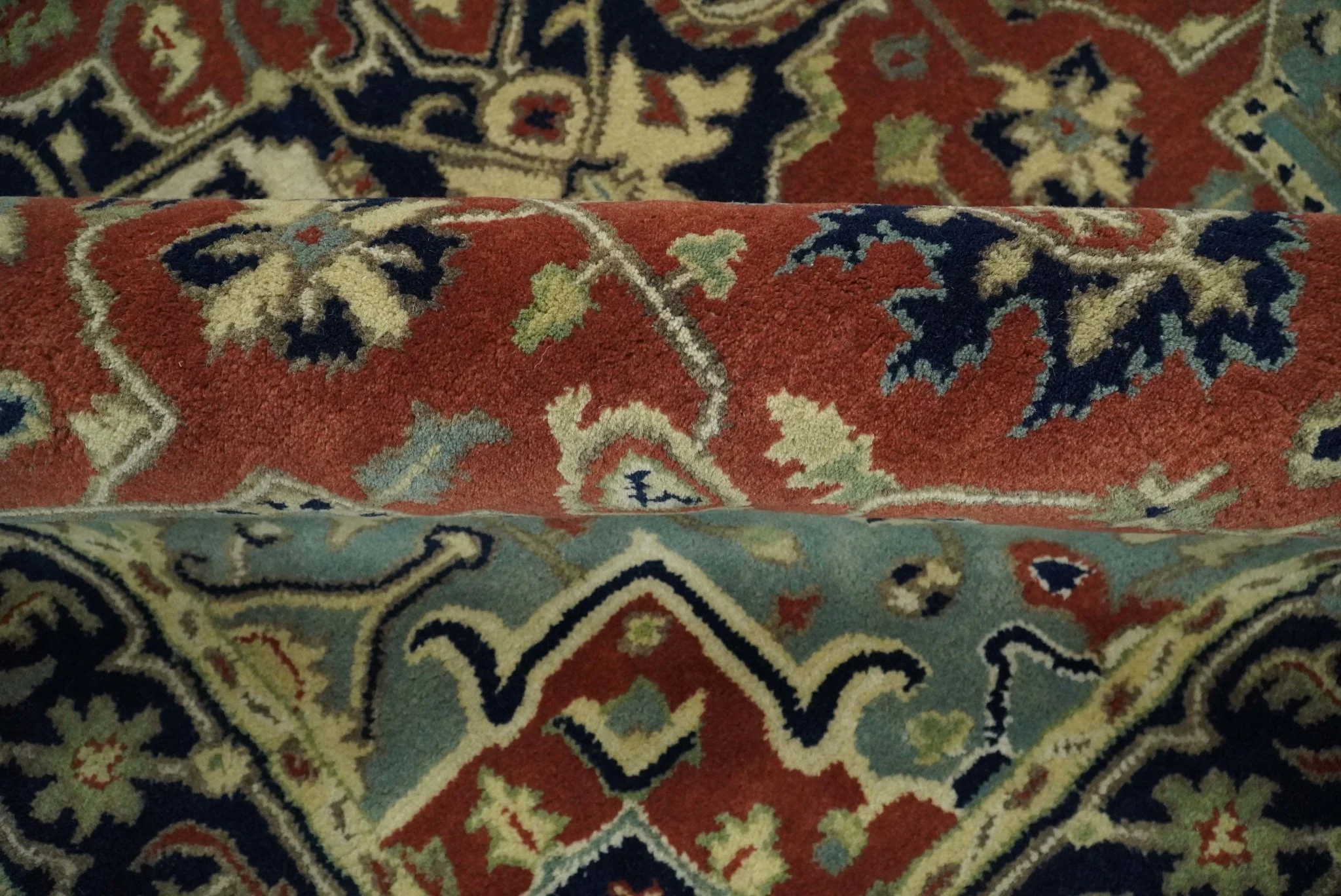 Handmade 5x8 Rust and Blue made with fine wool Area Rug |  TRDCP11658 - Image 8