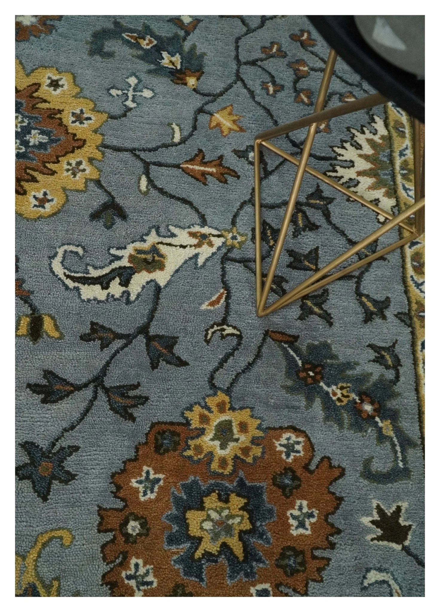 Handmade Vintage Style Oushak Design Silver, Rust and Beige Multi Size wool Area Rug - Image 2