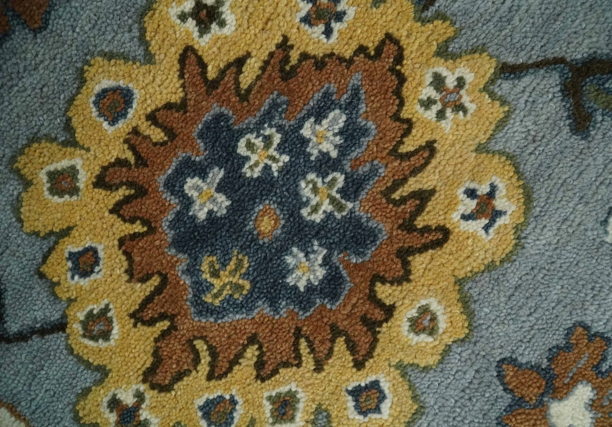 Handmade Vintage Style Oushak Design Silver, Rust and Beige Multi Size wool Area Rug - Image 3