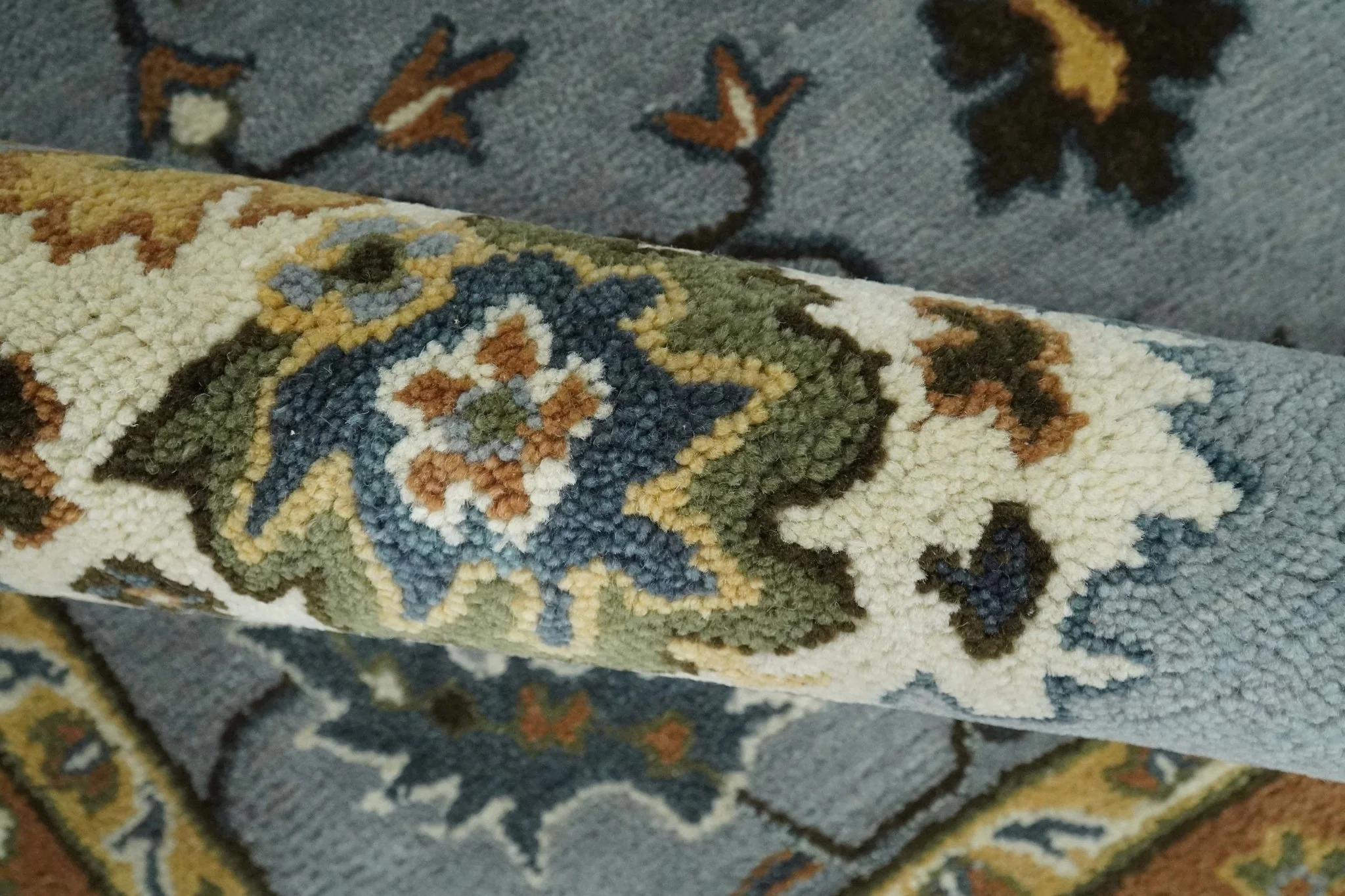 Handmade Vintage Style Oushak Design Silver, Rust and Beige Multi Size wool Area Rug - Image 6